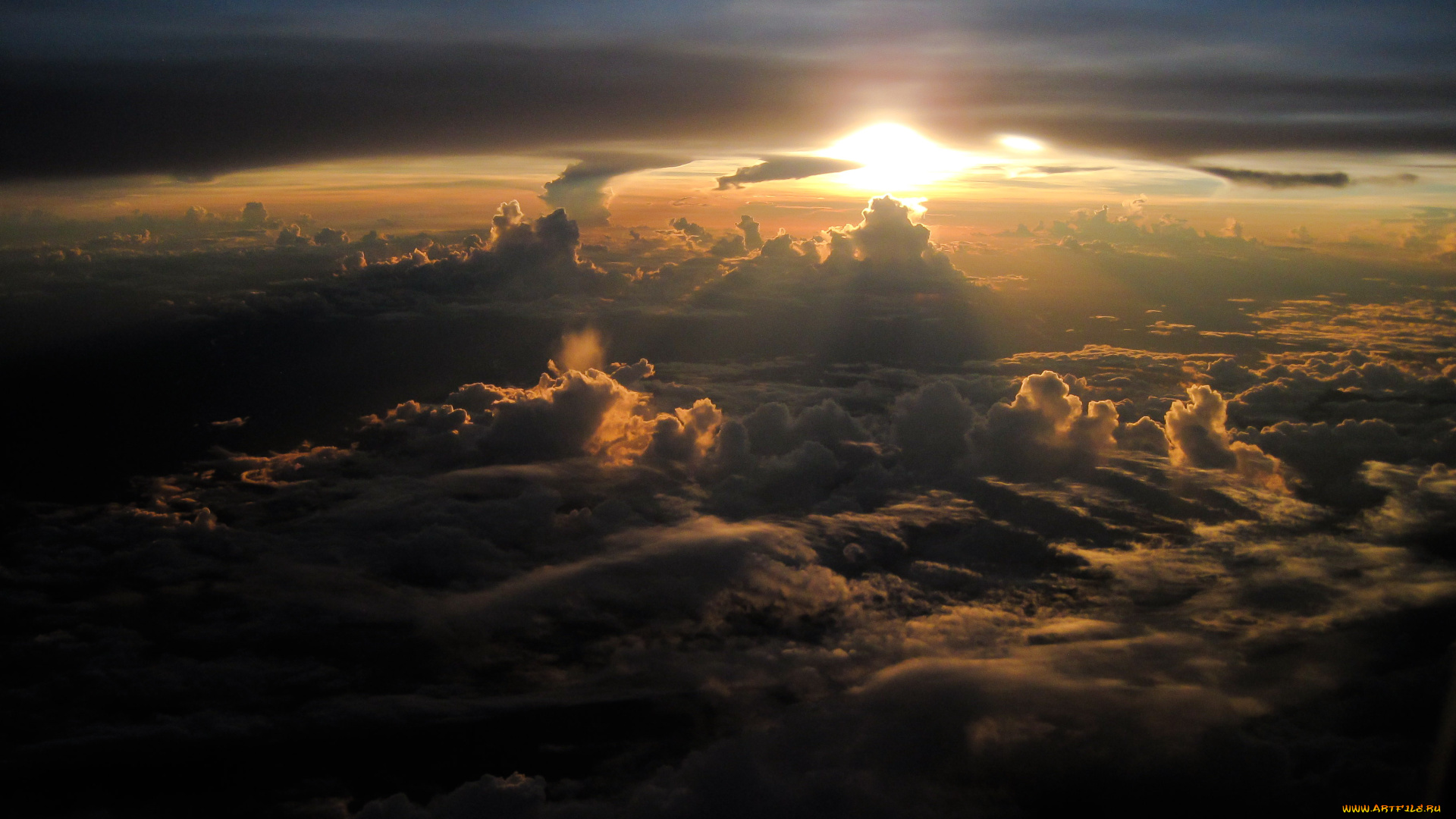 природа, облака, закат, солнце, небо