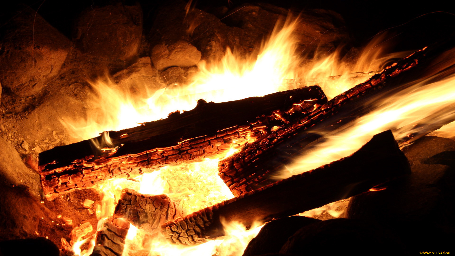 природа, огонь, костер, пламя, дрова