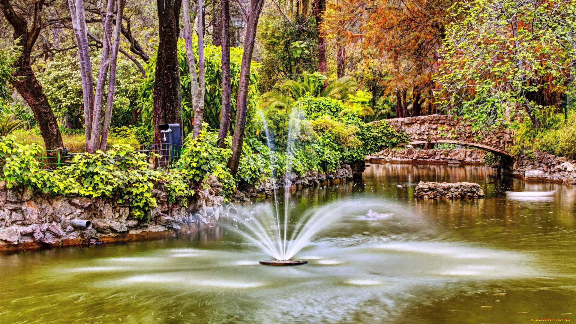 природа, парк, фонтан
