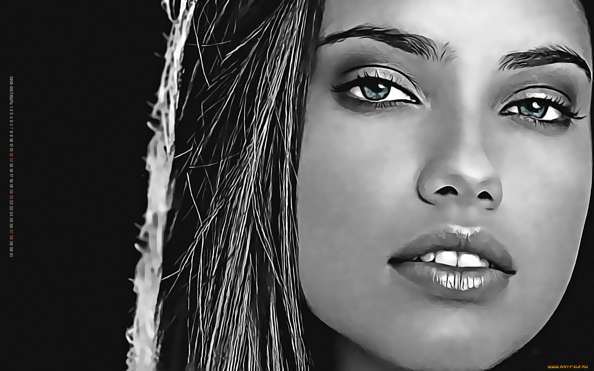 календари, компьютерный, дизайн, взгляд, девушка, лицо