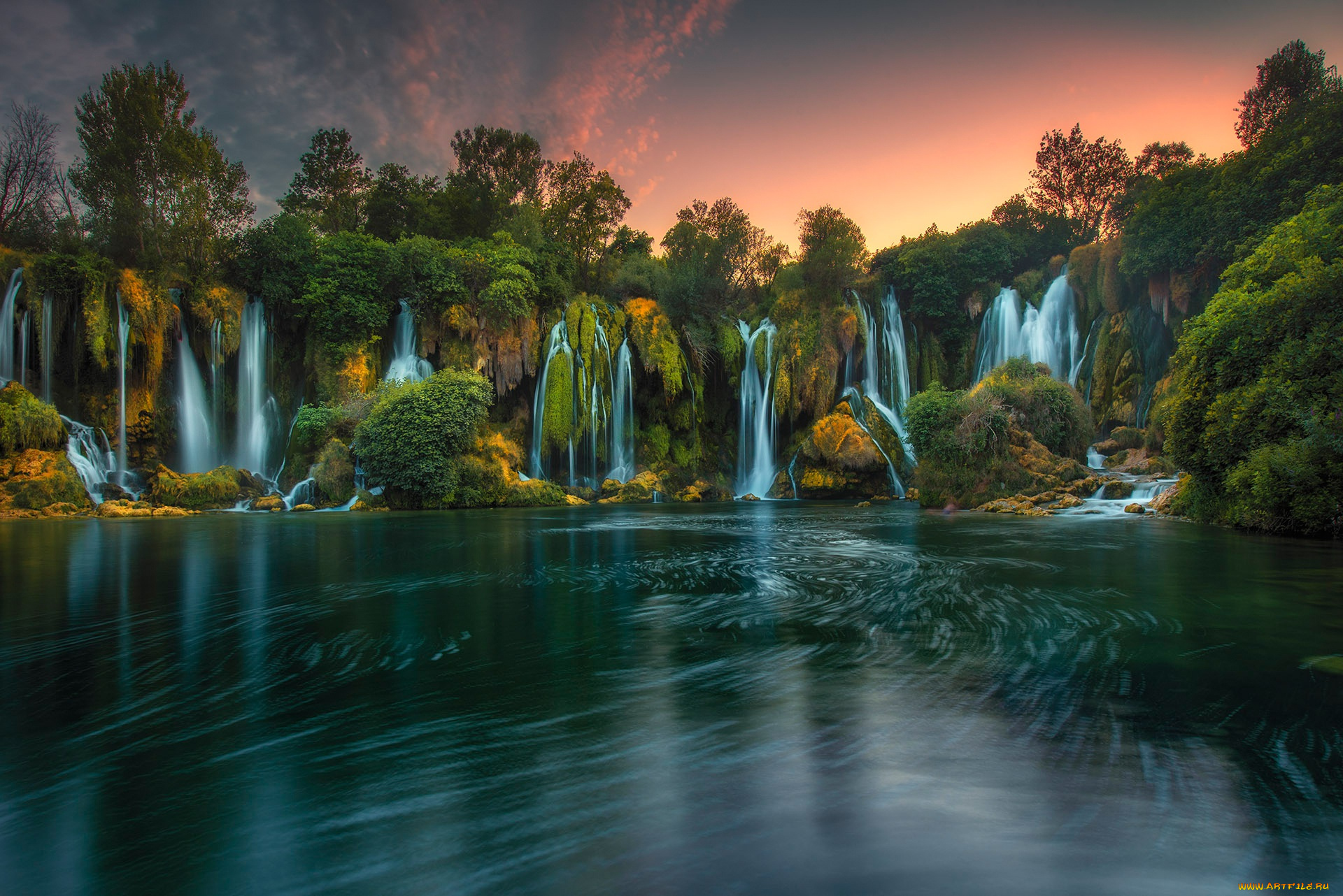 природа, водопады, река, требижат, trebizat, river, водопад, кравица, bosnia, and, herzegovina, kravica, waterfalls, босния, и, герцеговина, деревья