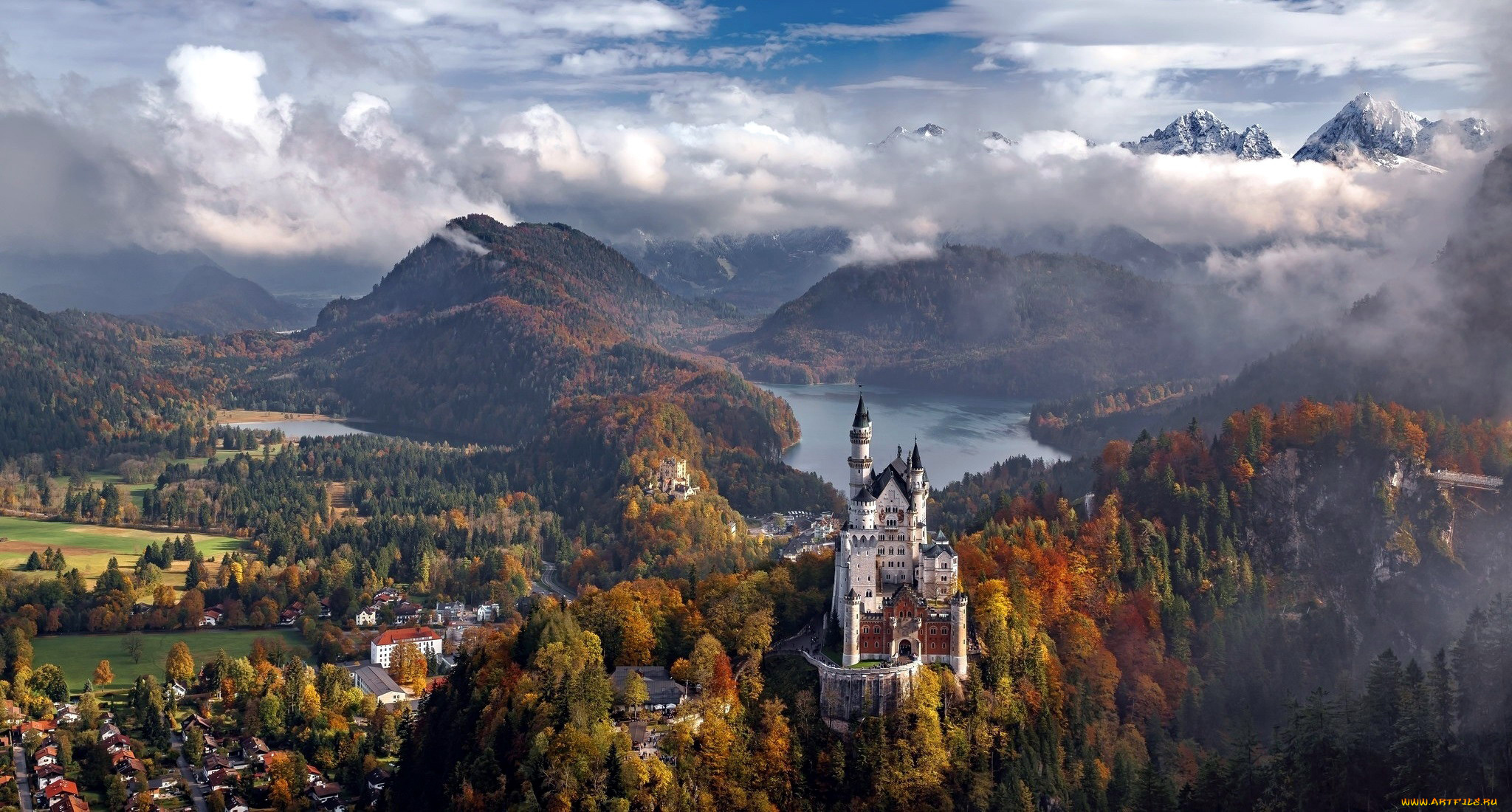 города, замок, нойшванштайн, , германия, neuschwanstein, castle