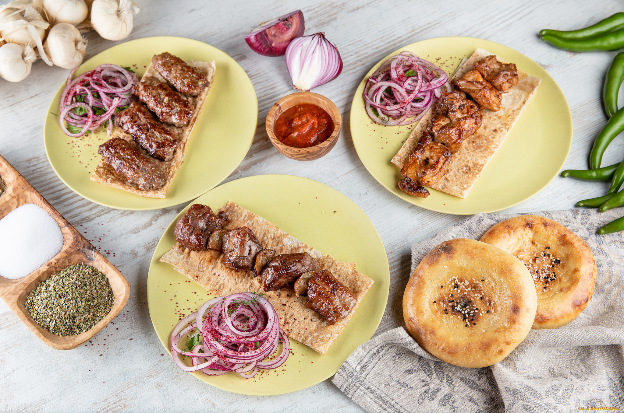 еда, шашлык, , барбекю, соль, специи, лаваш