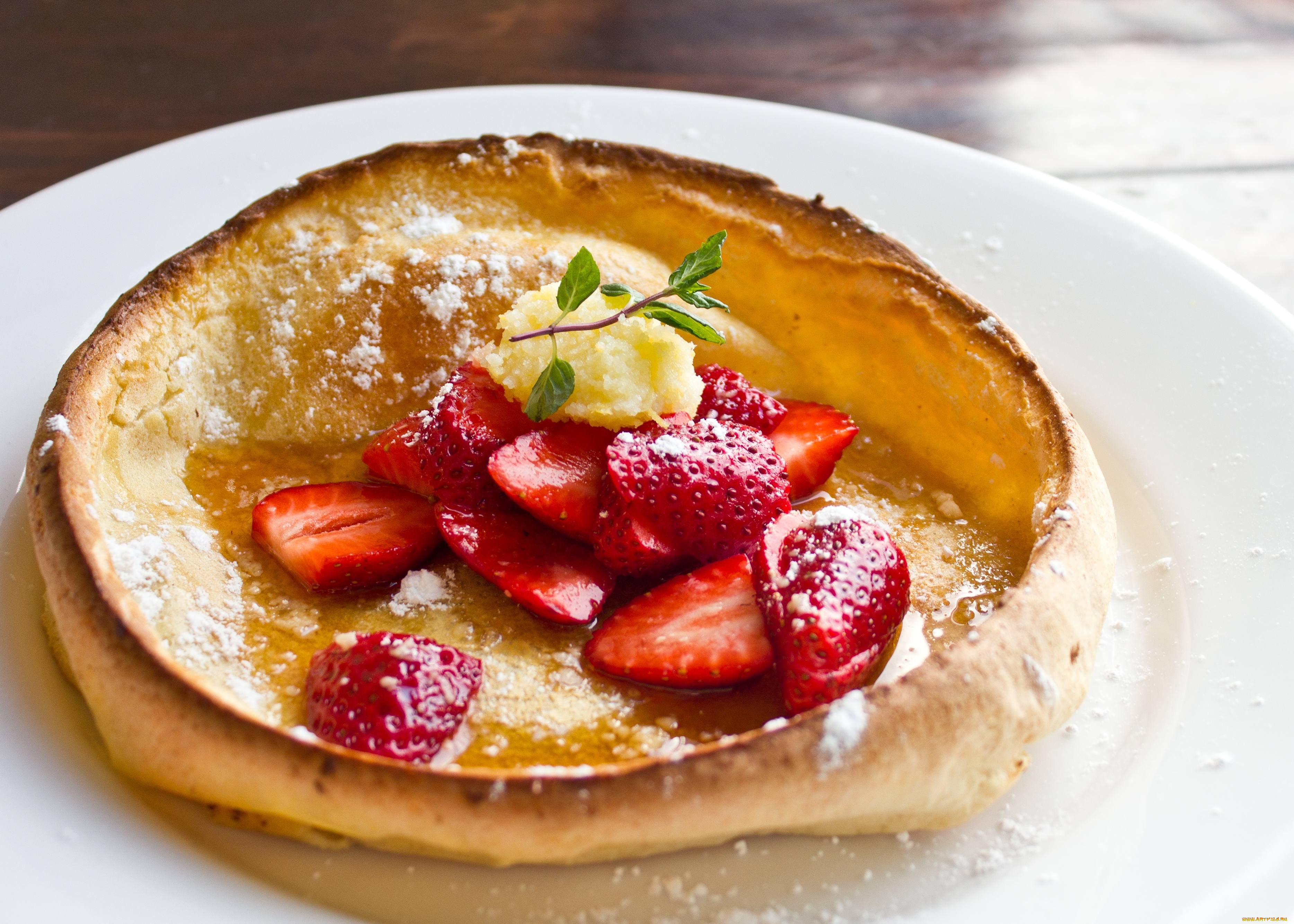 еда, блины, , оладьи, клубника