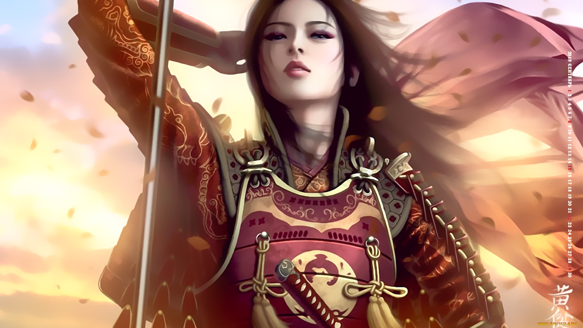 календари, фэнтези, 2019, calendar, азиатка, воительница, девушка