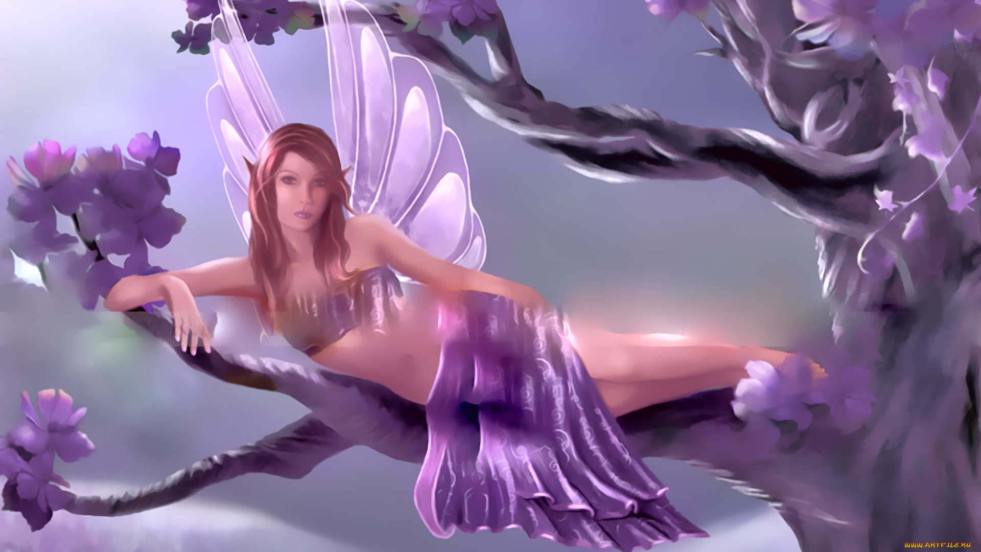 календари, фэнтези, цветы, calendar, 2019, дерево, крылья, девушка