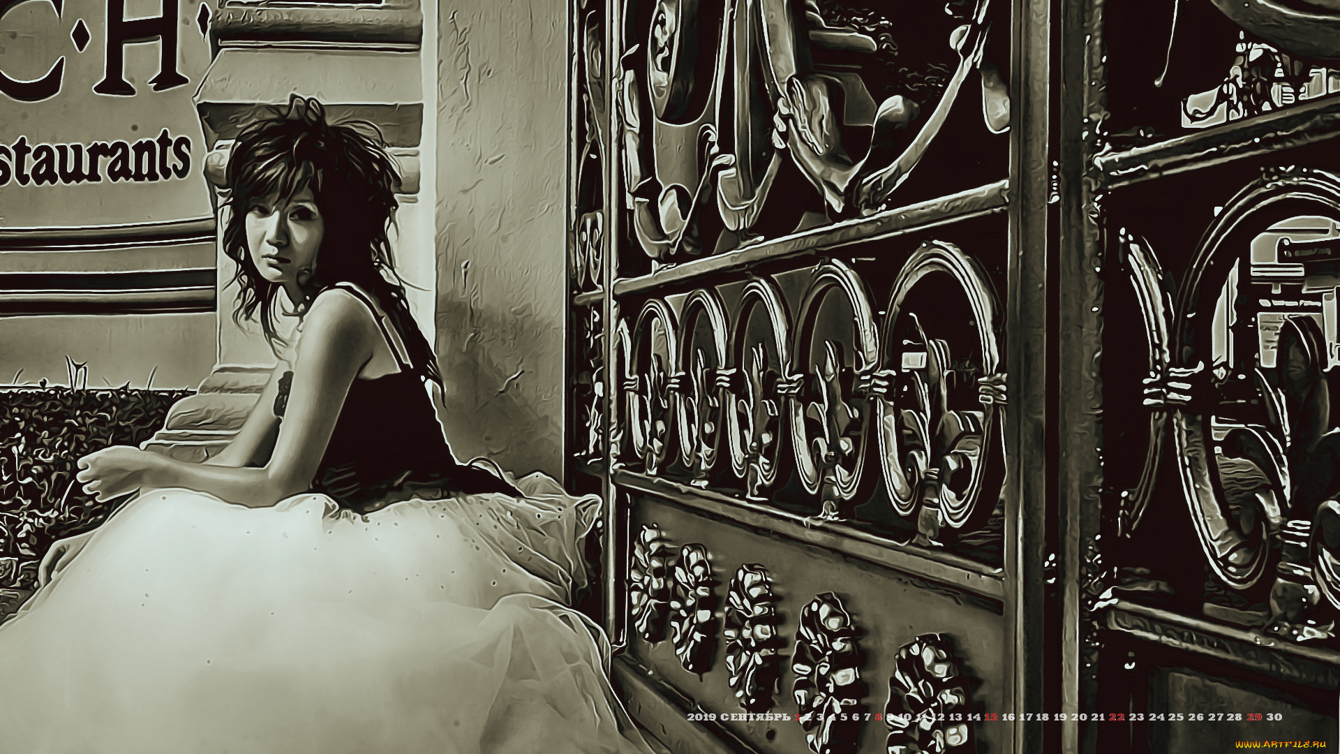 календари, компьютерный, дизайн, calendar, 2019, женщина, взгляд, девушка