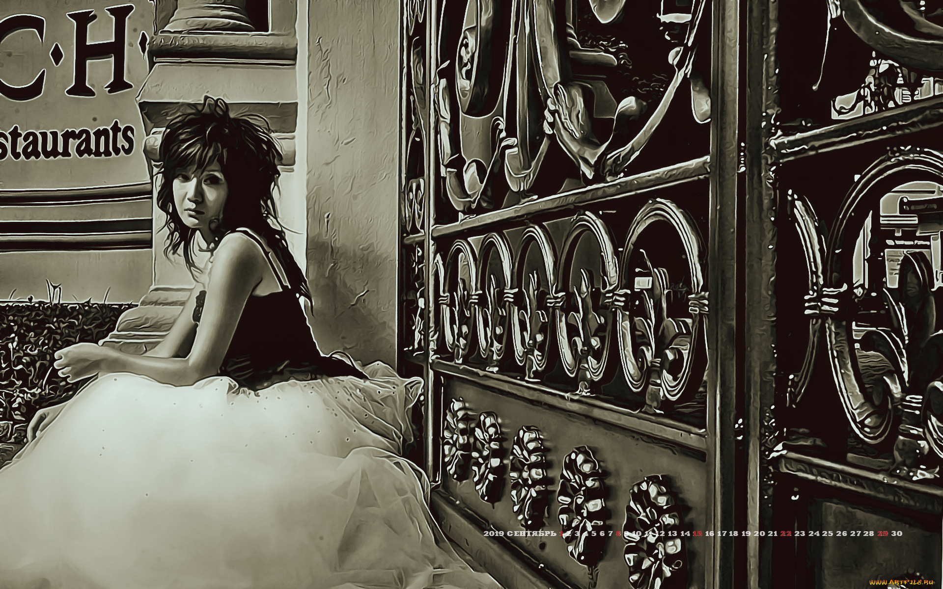 календари, компьютерный, дизайн, calendar, 2019, женщина, взгляд, девушка