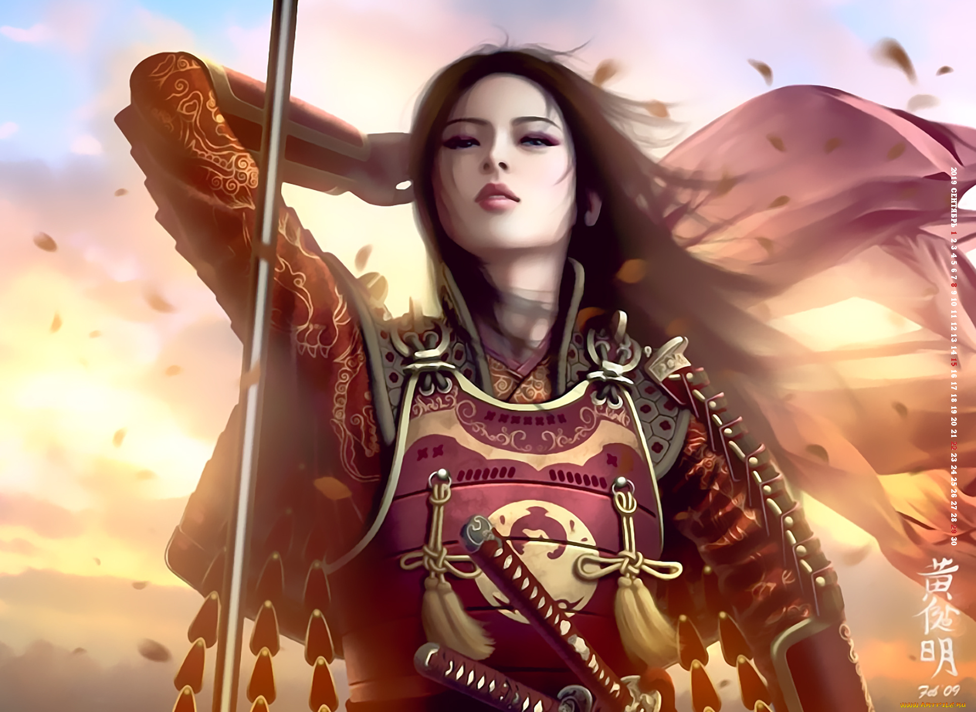 календари, фэнтези, 2019, calendar, азиатка, воительница, девушка