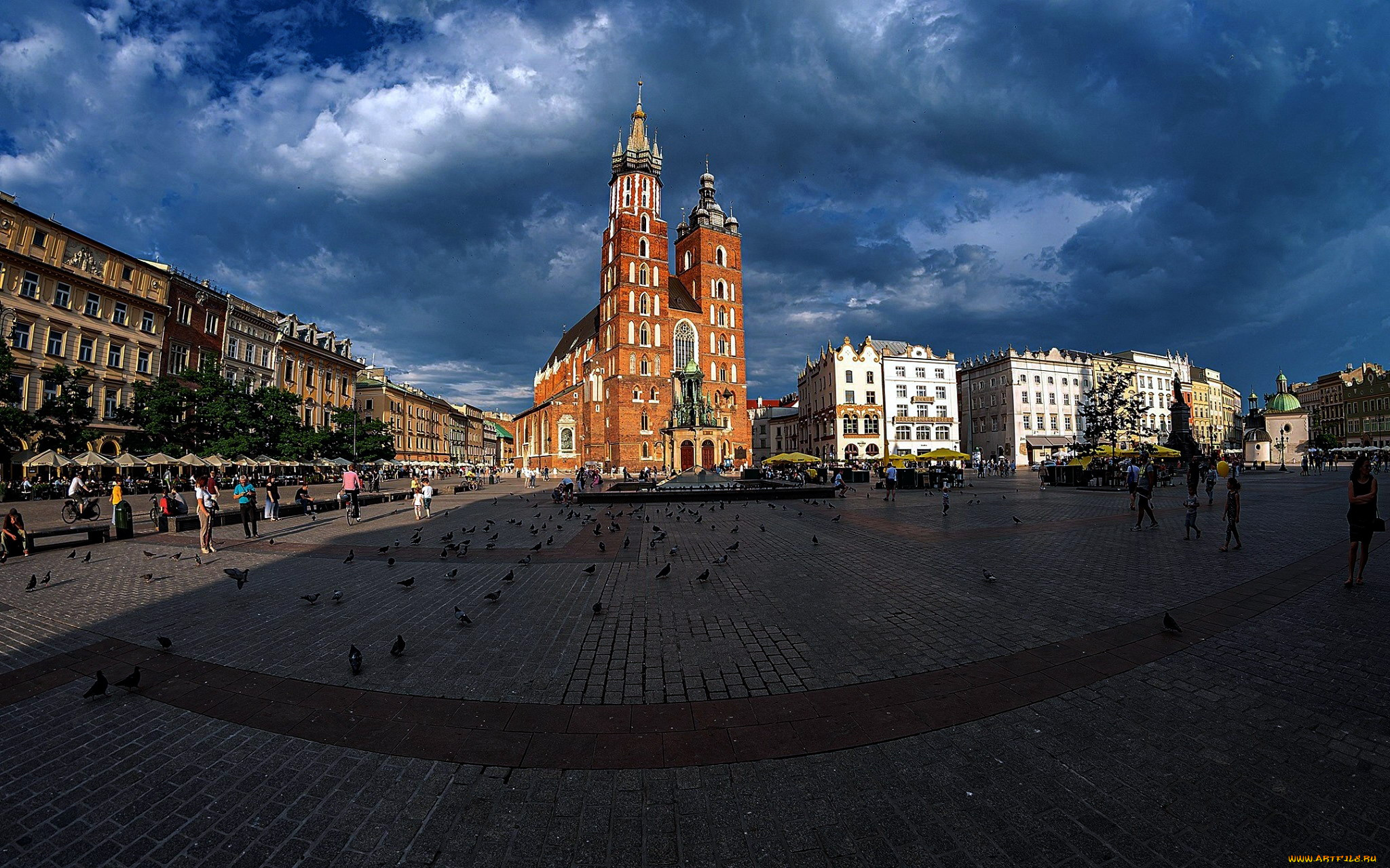 города, краков, , польша, площадь