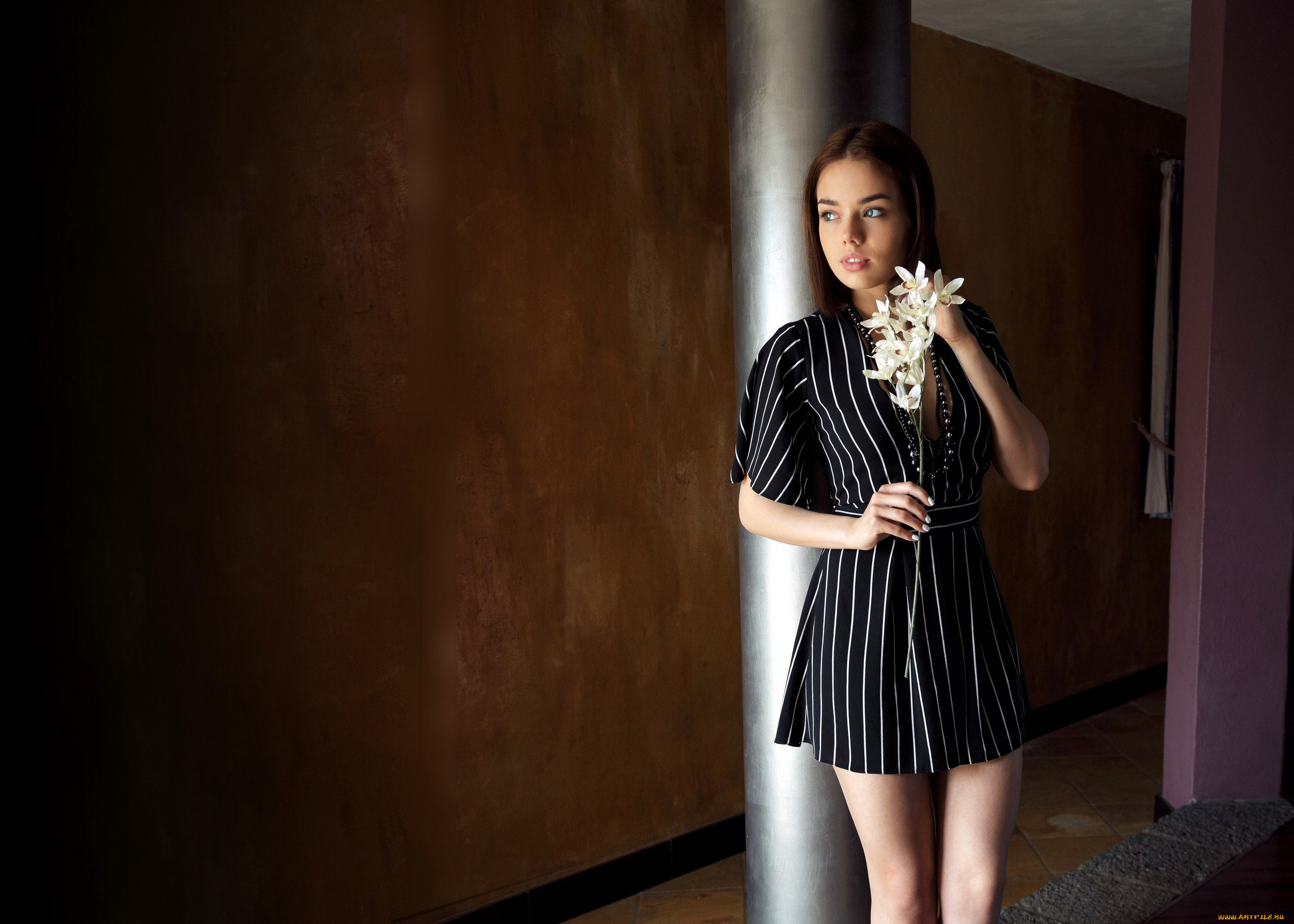 девушки, keira, blue, платье, орхидеи