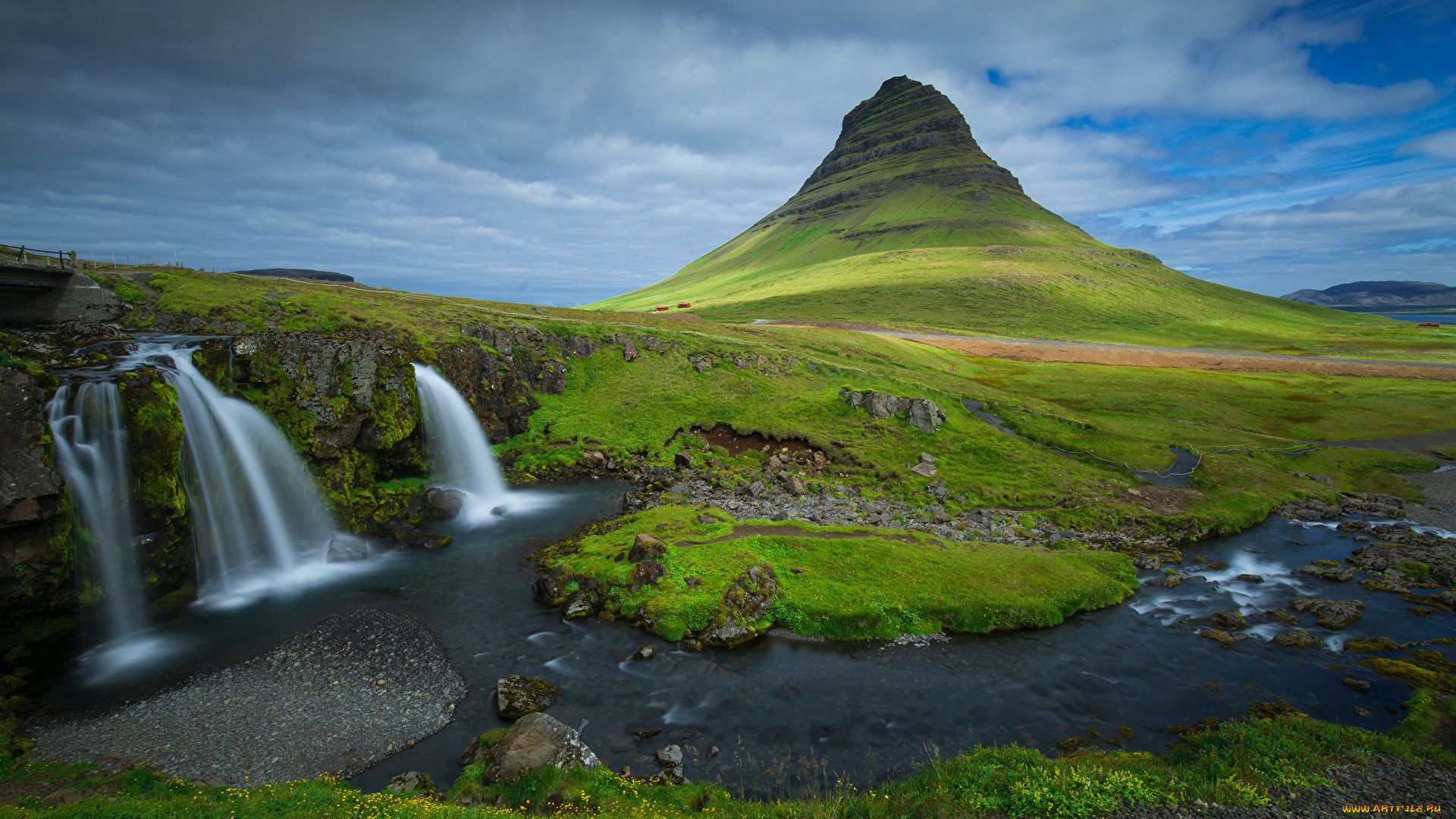 kirkjufellfoss, iceland, природа, водопады