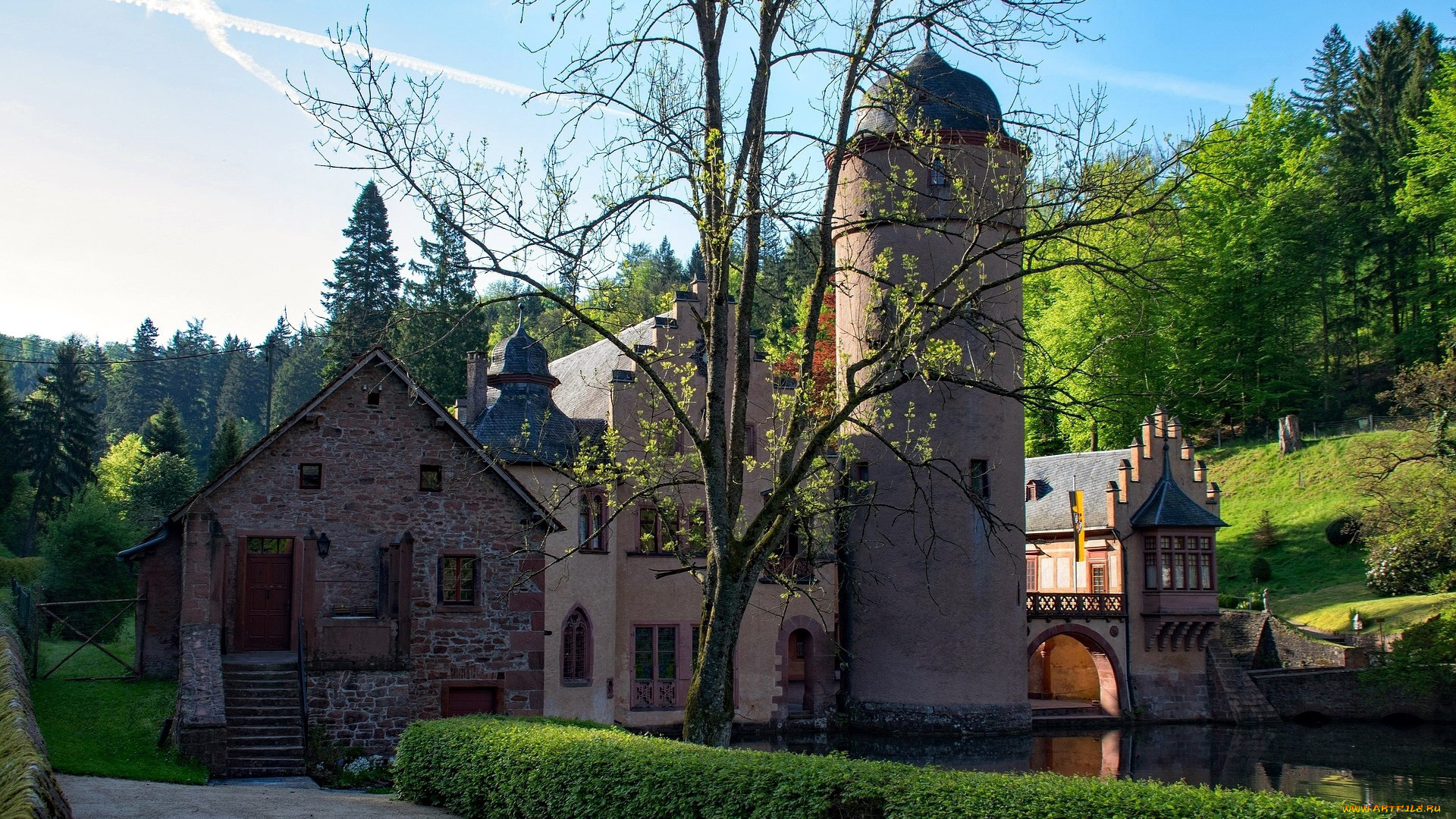 mespelbrunn, castle, города, замки, германии, mespelbrunn, castle