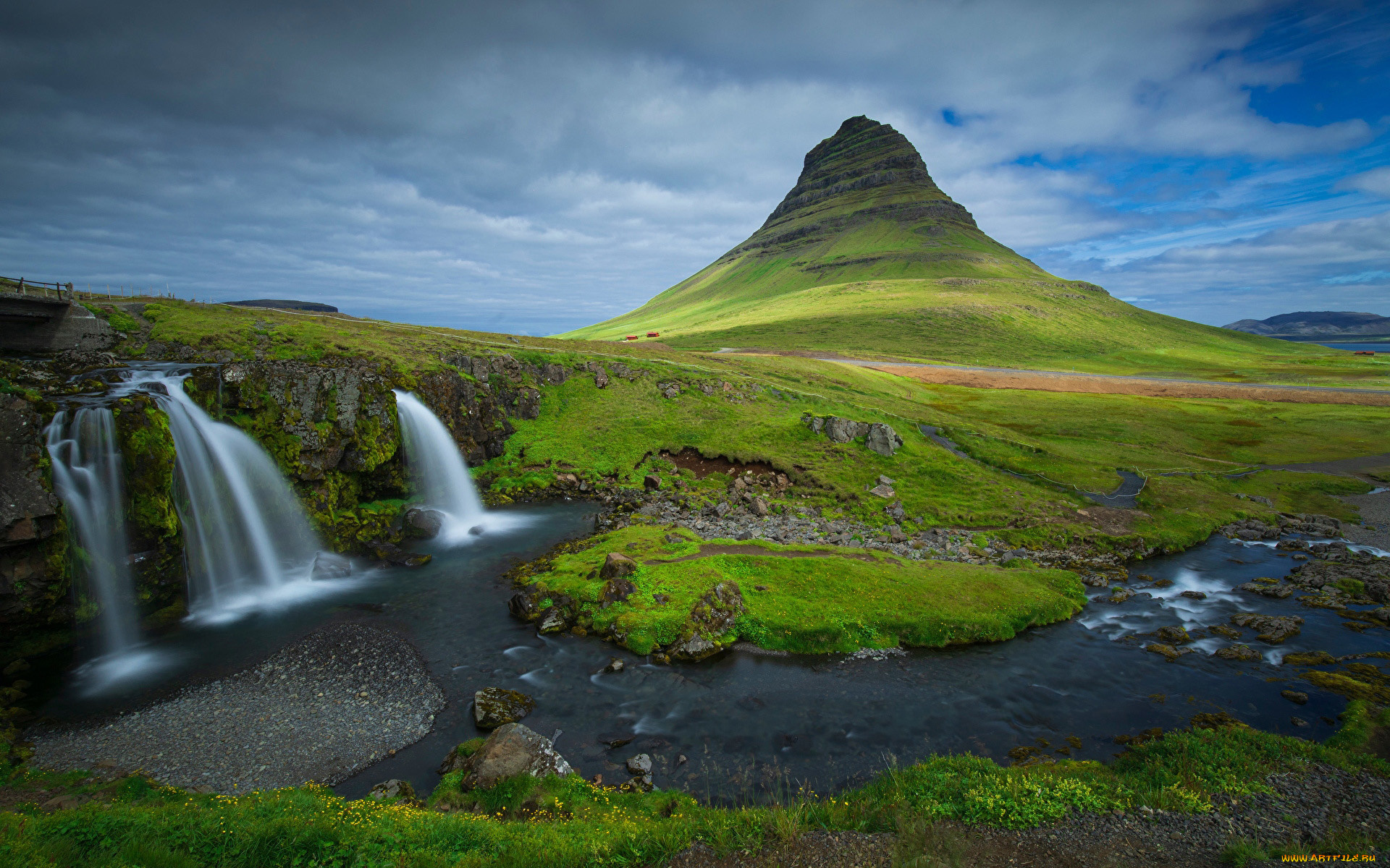 kirkjufellfoss, iceland, природа, водопады
