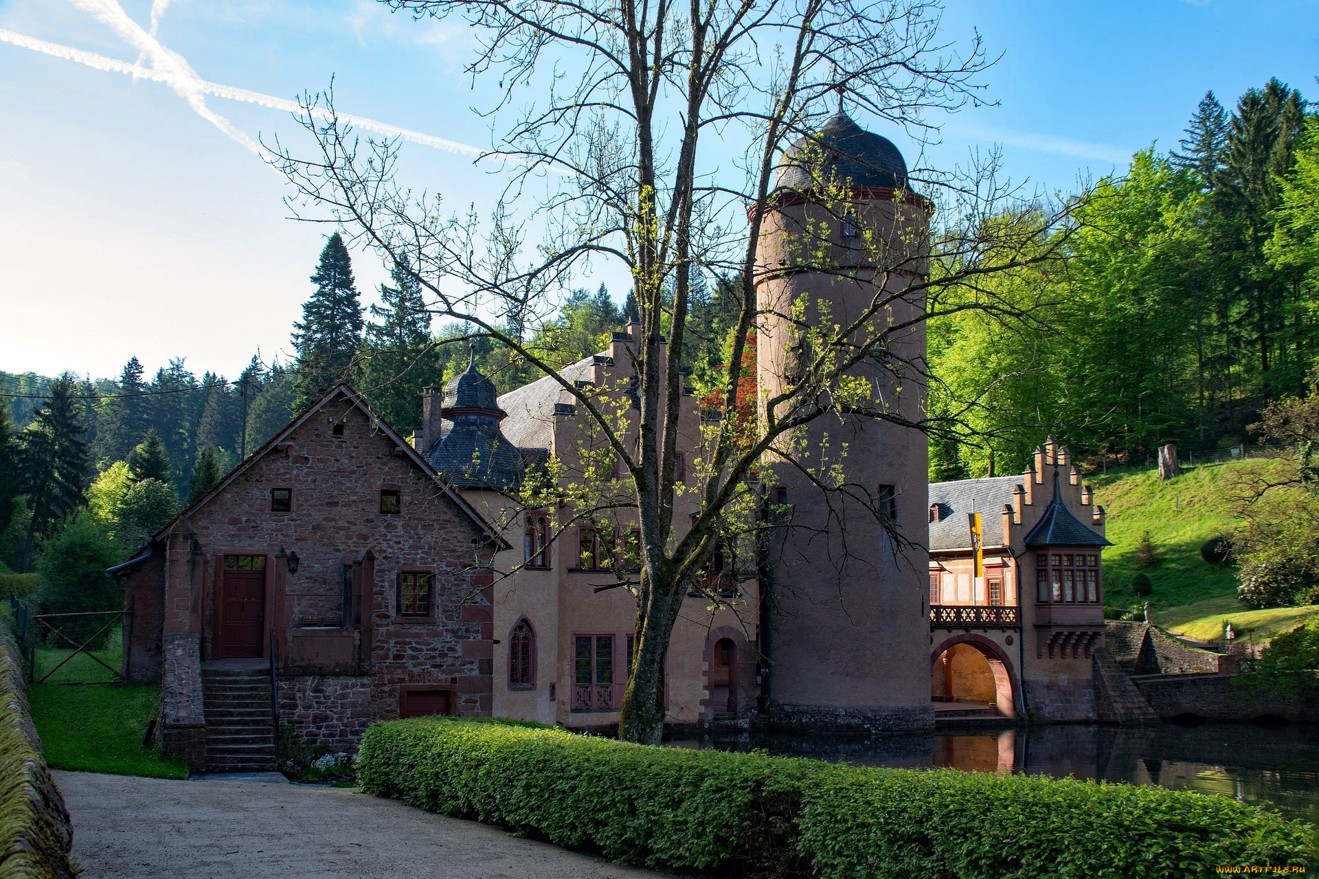 mespelbrunn, castle, города, замки, германии, mespelbrunn, castle