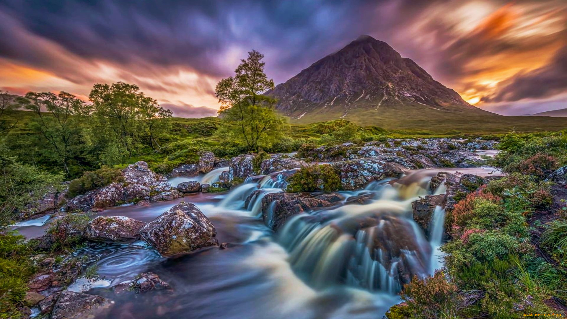 etive, mor, waterfall, glencoe, scotland, природа, водопады, etive, mor, waterfall