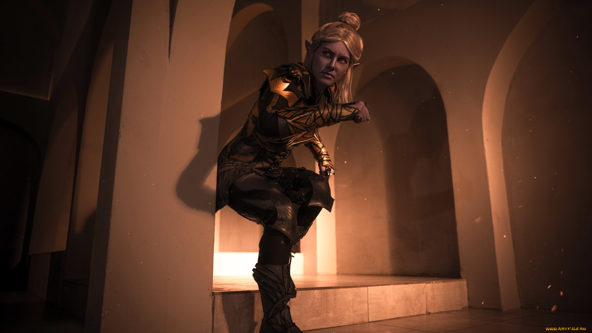 девушки, -, креатив, , косплей, образ, косплей, наряд, костюм, эльфийка