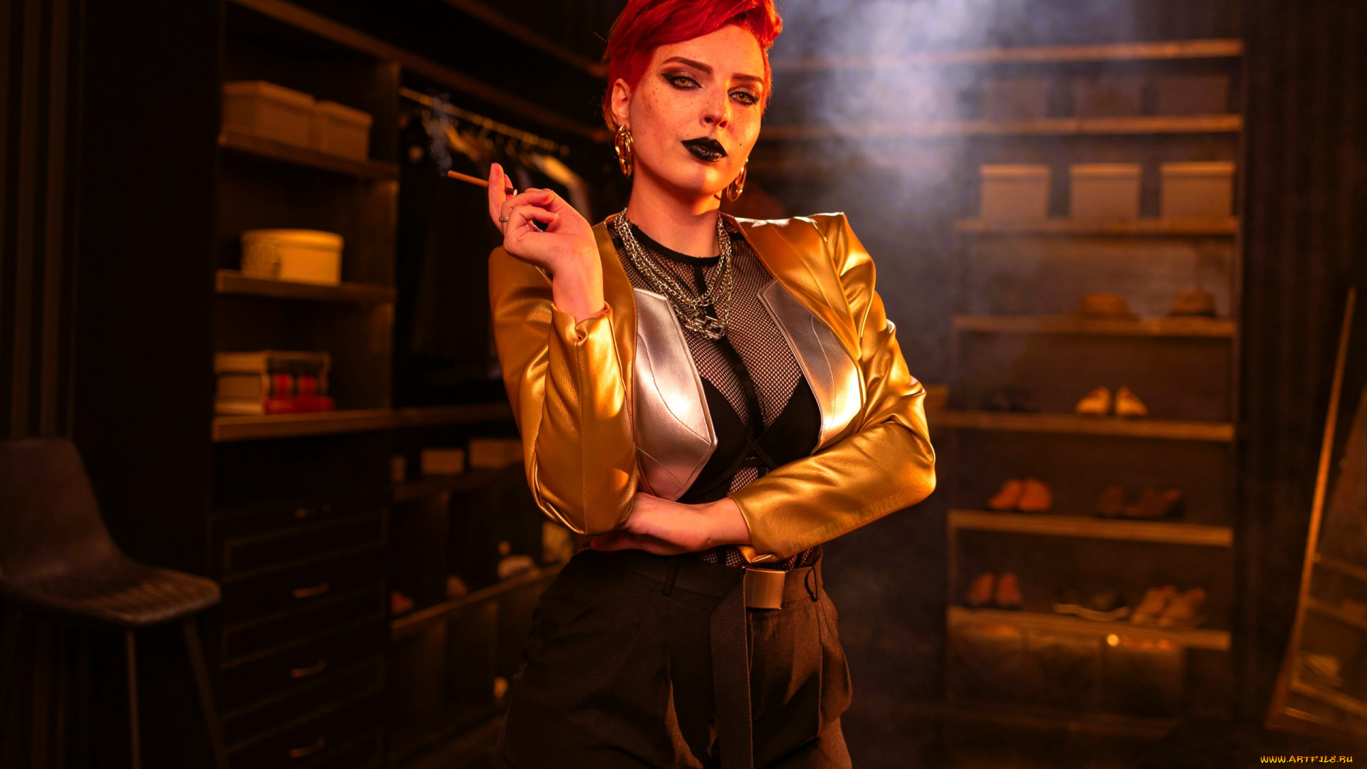 svizee, девушки, анастасия, волкова, , образ, косплей, наряд, костюм, сигарета, шкафы, обувь