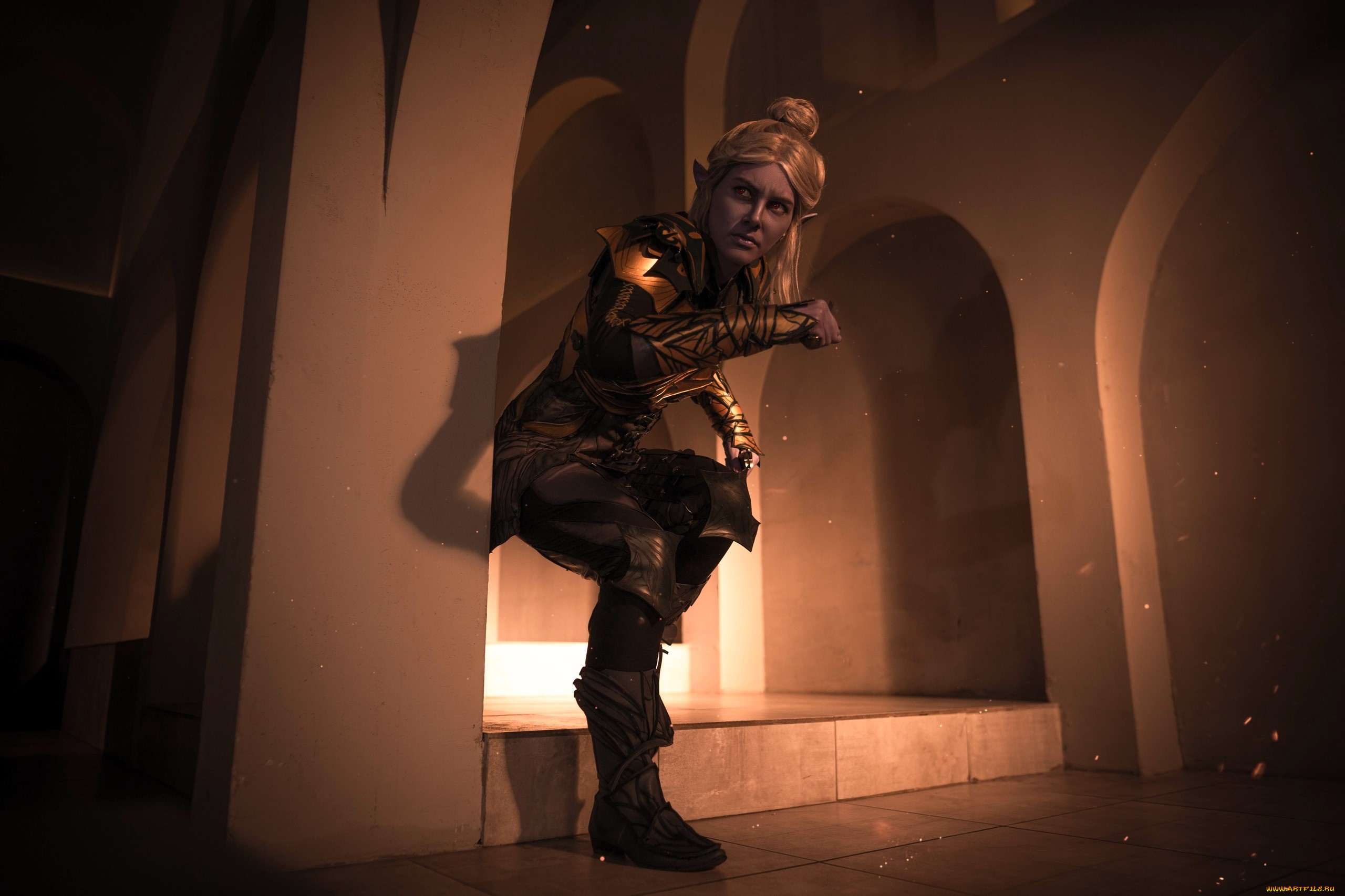 девушки, -, креатив, , косплей, образ, косплей, наряд, костюм, эльфийка