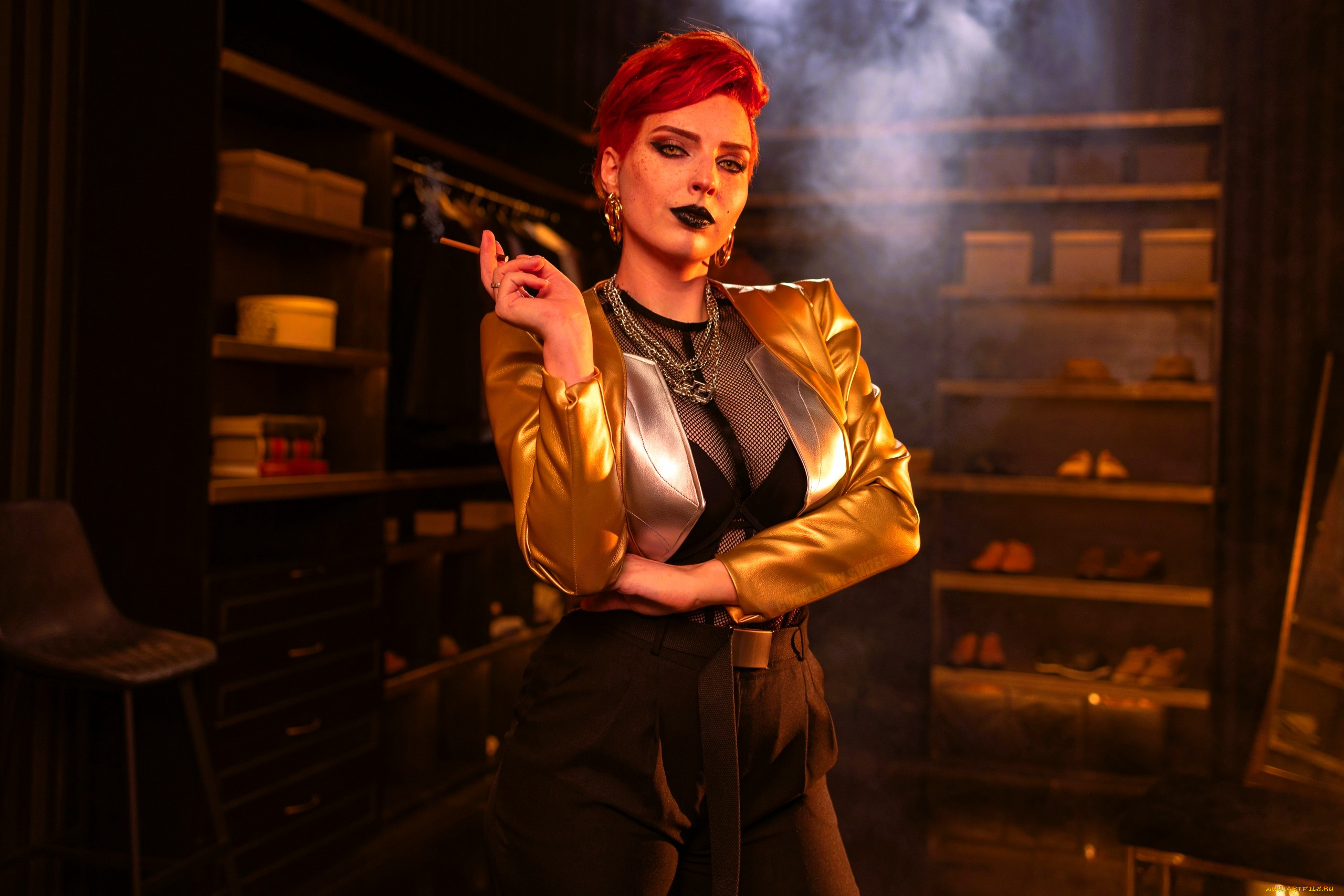svizee, девушки, анастасия, волкова, , образ, косплей, наряд, костюм, сигарета, шкафы, обувь