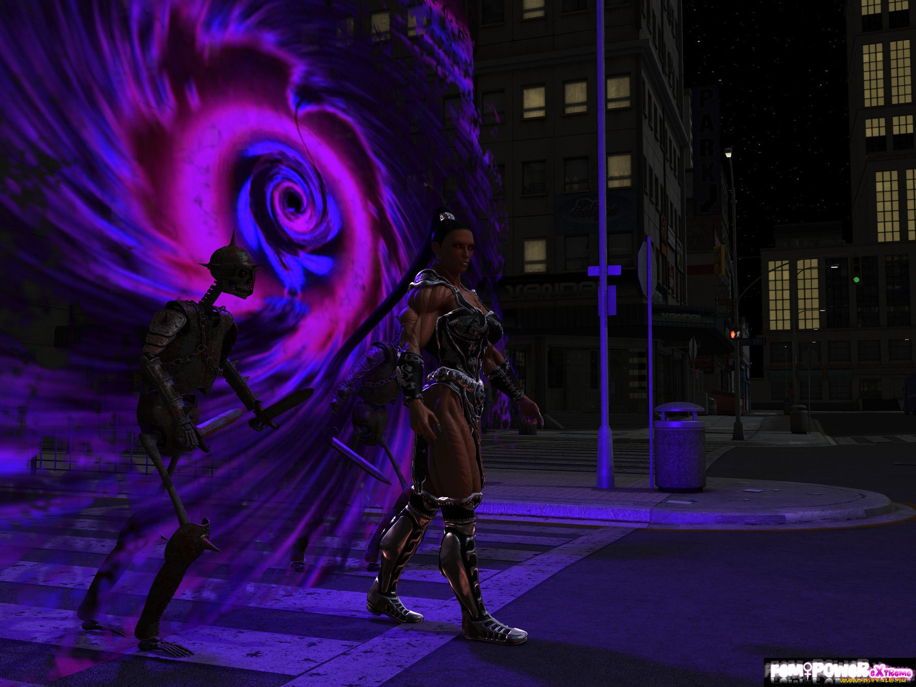 3д, графика, creatures, существа, скелет, ночь, существо