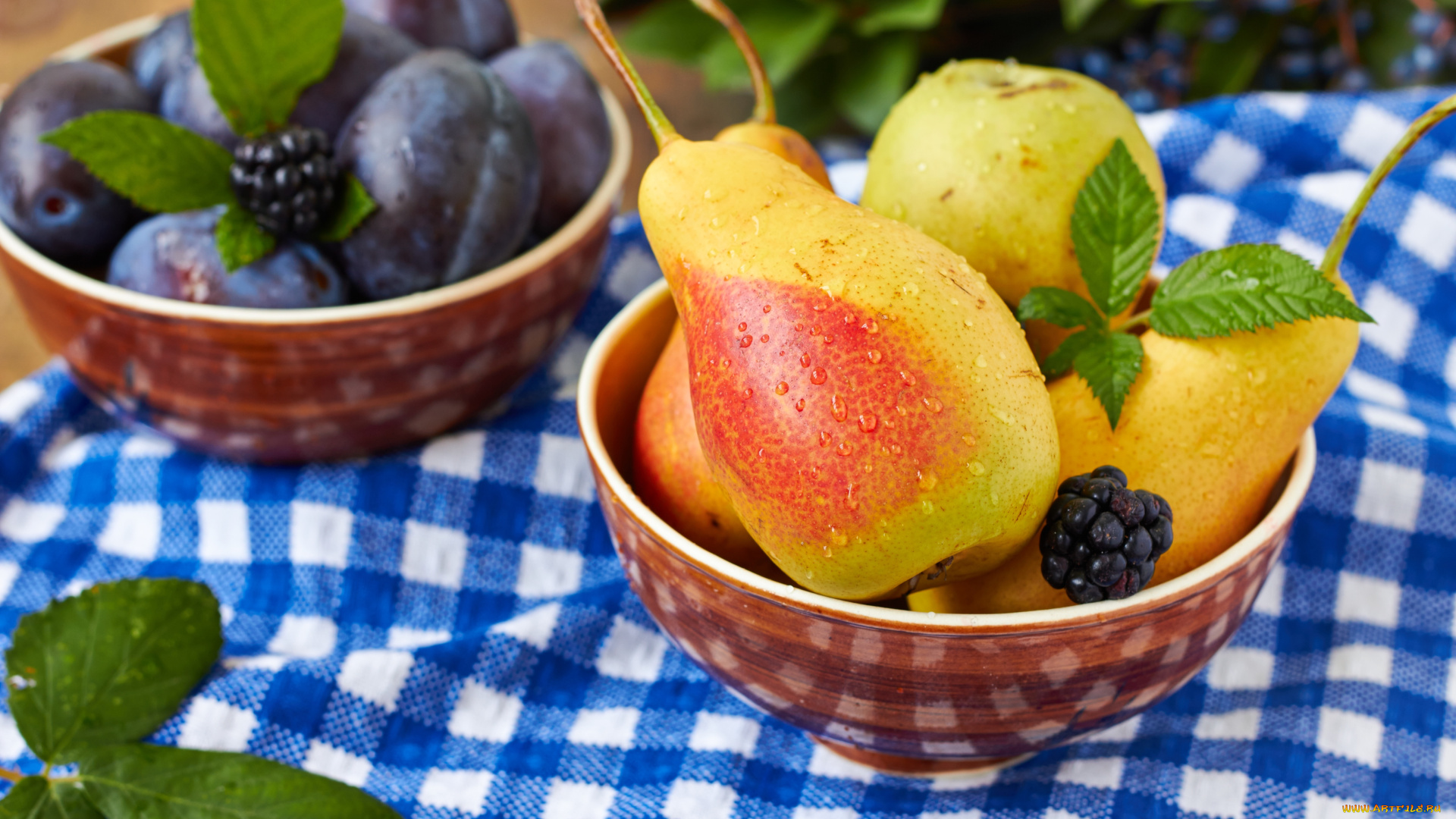 еда, фрукты, ягоды, сливы, ежевика, груши