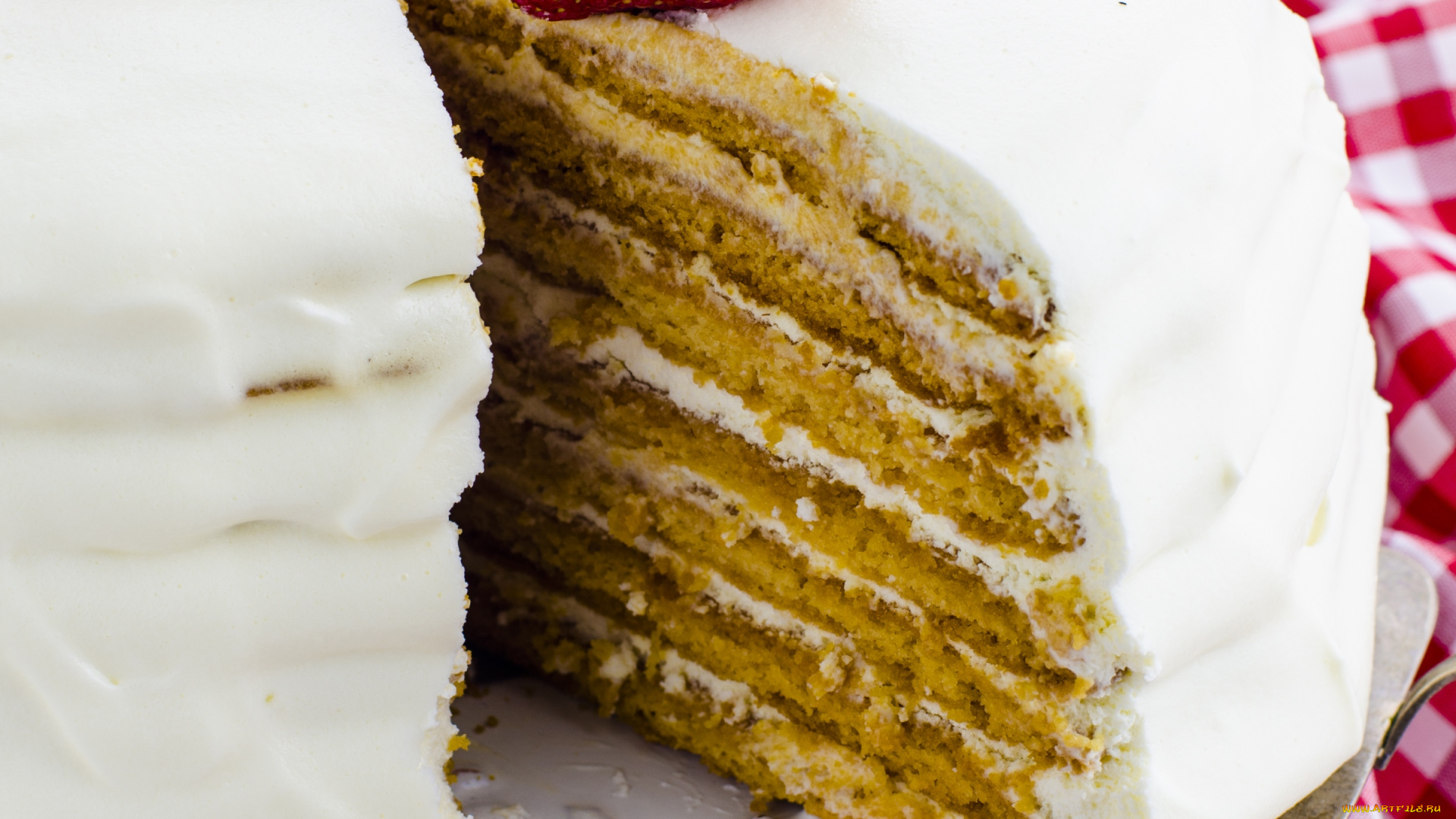 еда, торт, только, клубника, медовик