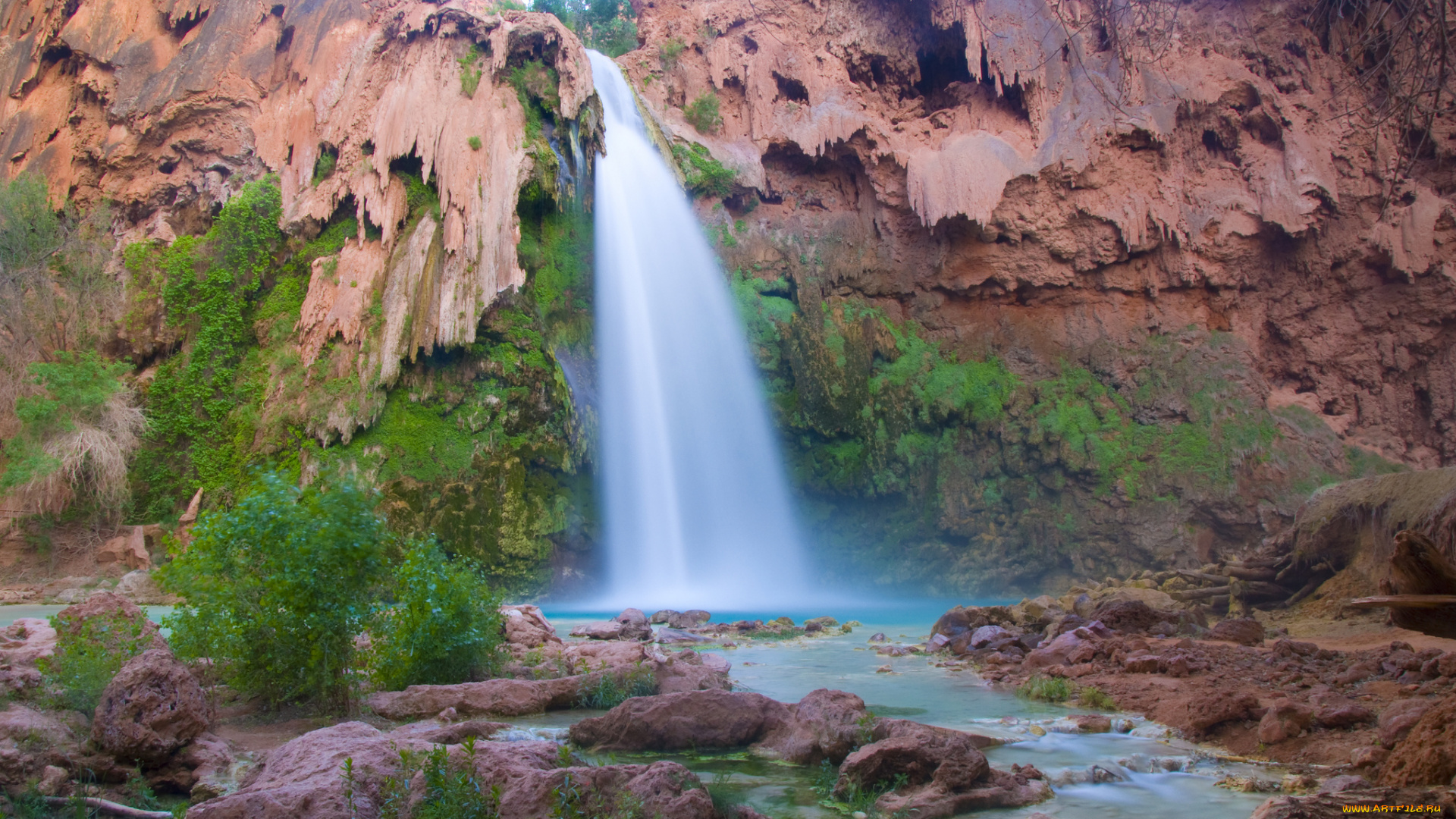 havasu, falls, arizona, usa, природа, водопады, grand, canyon, гранд-каньон, аризона, водопад, хавасу, скала, большой, каньон