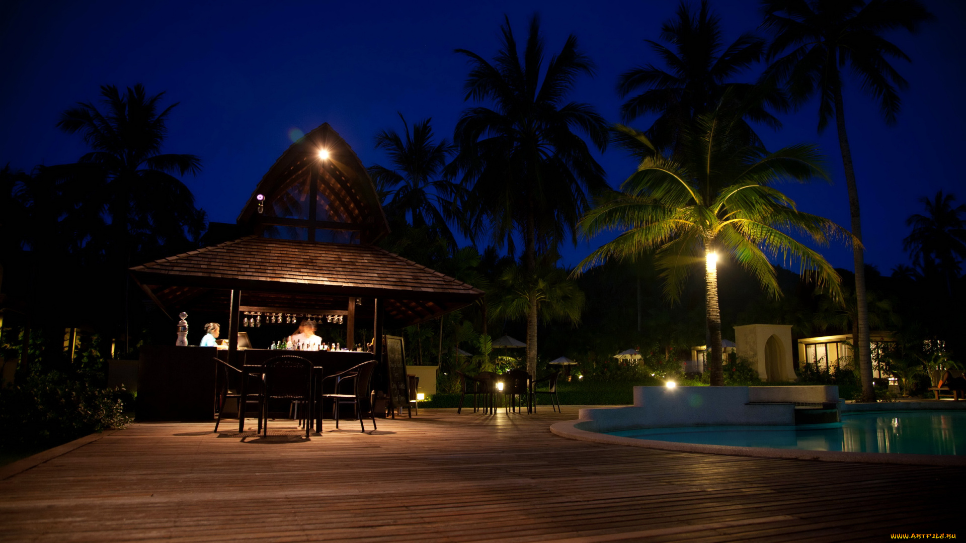 koh, samui, thailand, интерьер, бассейны, открытые, площадки, курорт, тропики, бассейн