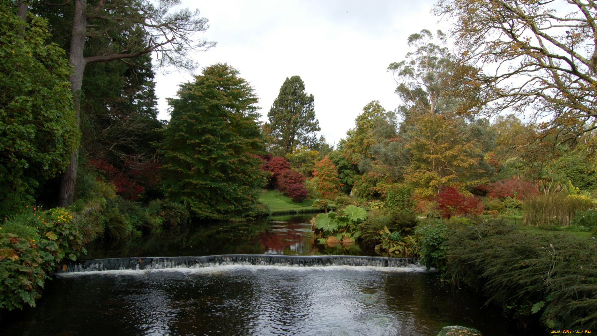 mount, usher, gardens, ирландия, природа, парк, пороги, дорожки, деревья, река