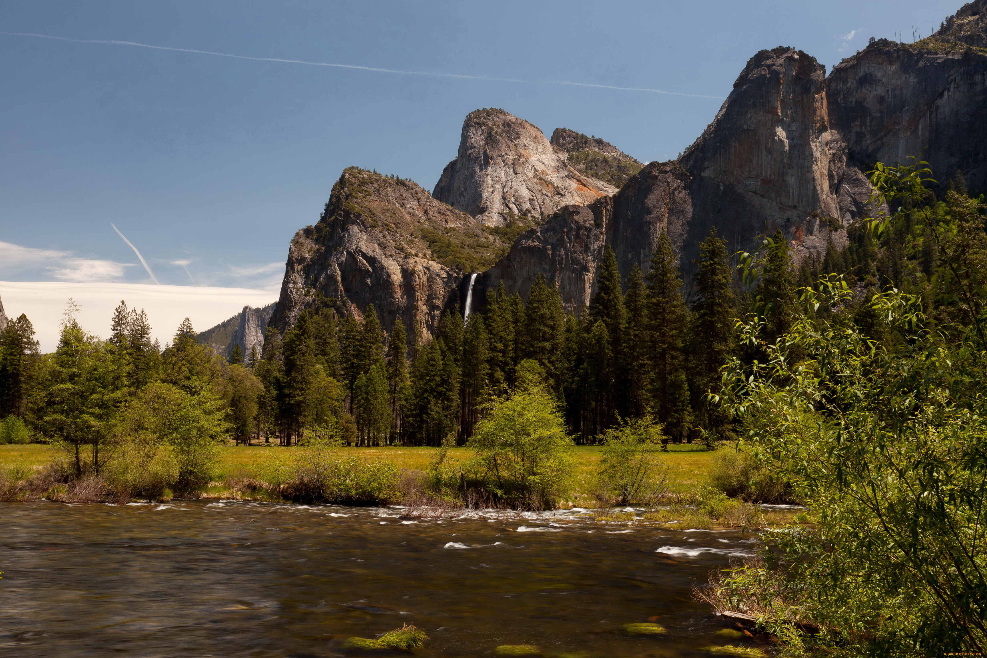 yosemite, national, park, природа, реки, озера, деревья, озеро, горы