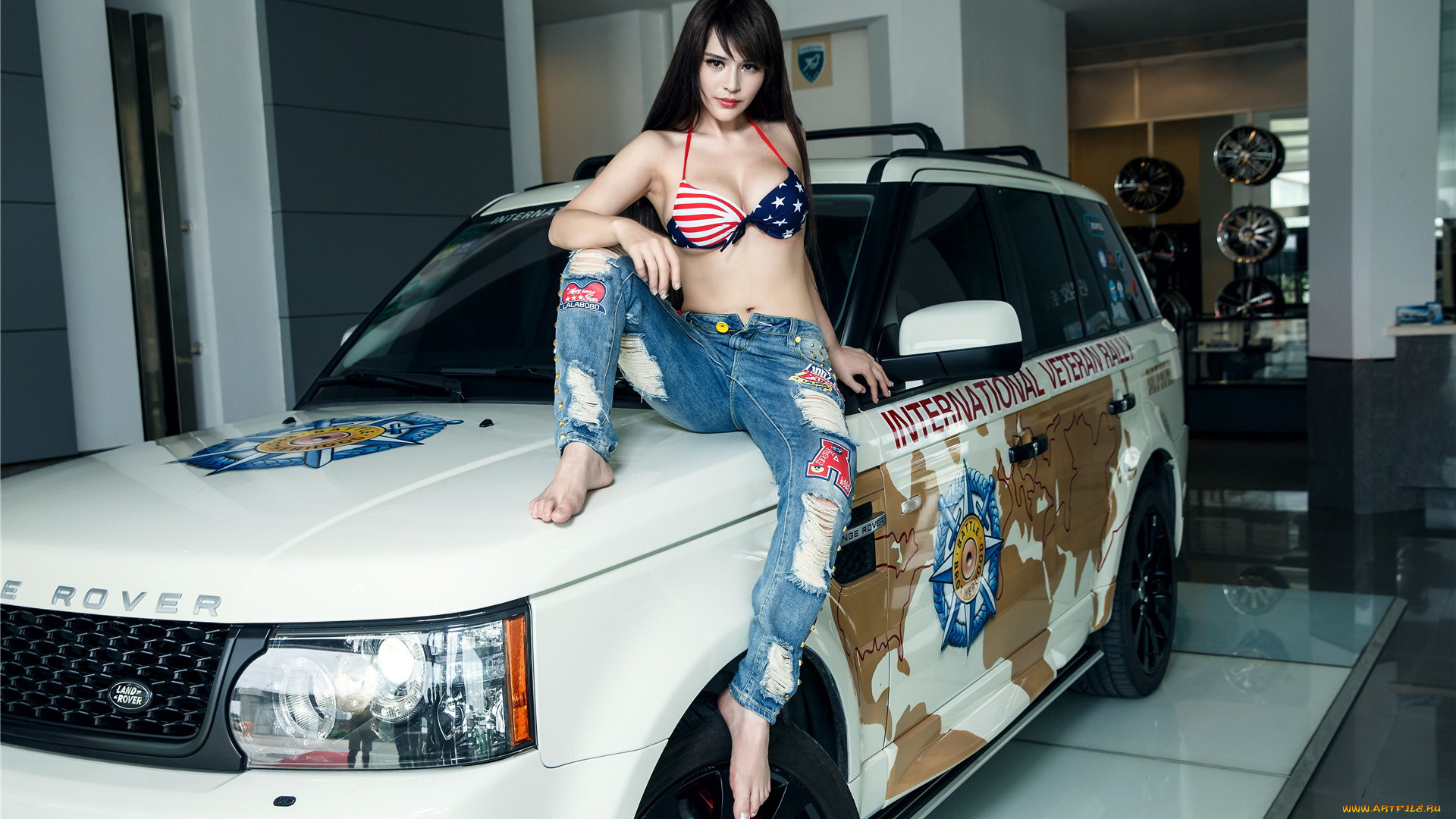 автомобили, авто, с, девушками, азиатка, взгляд, автомобиль, девушка