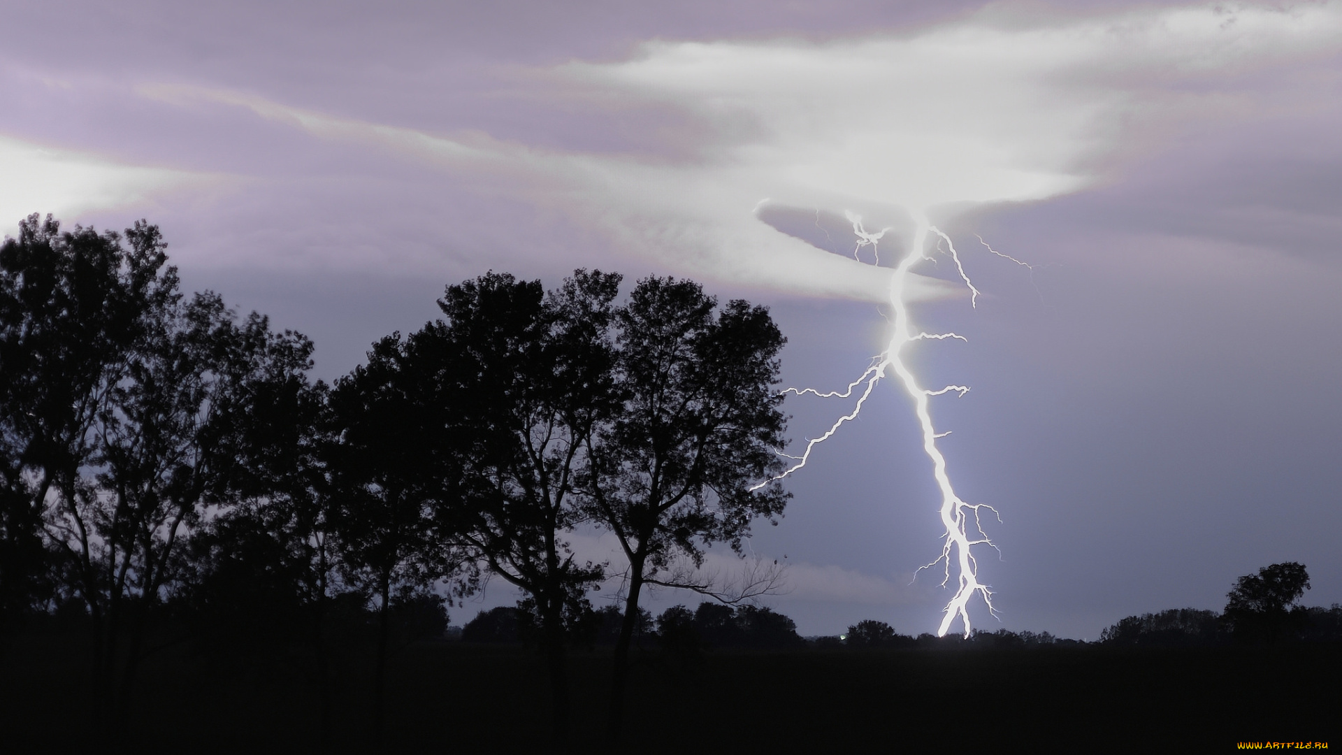 природа, молния, , гроза, небо, облака, тучи, вечер, разряд