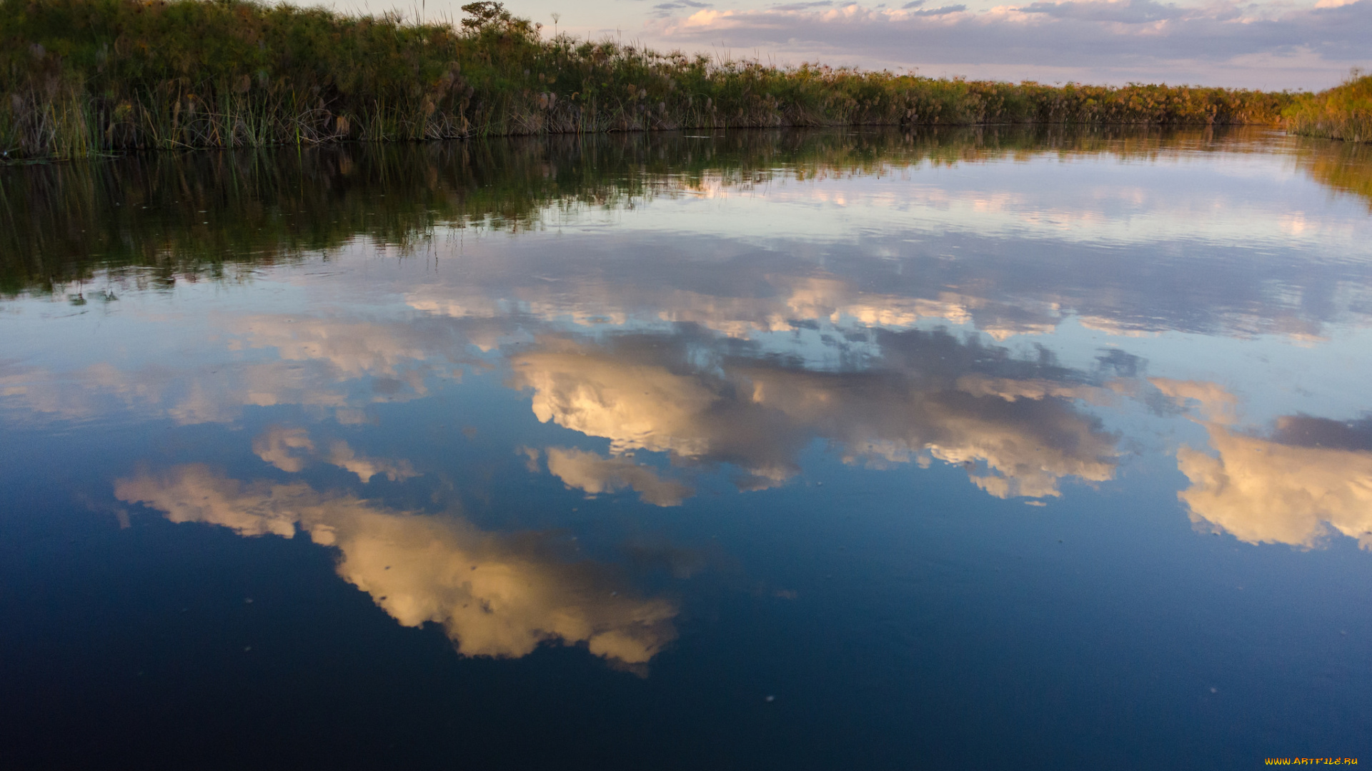 природа, реки, озера, отражение, облака, озеро