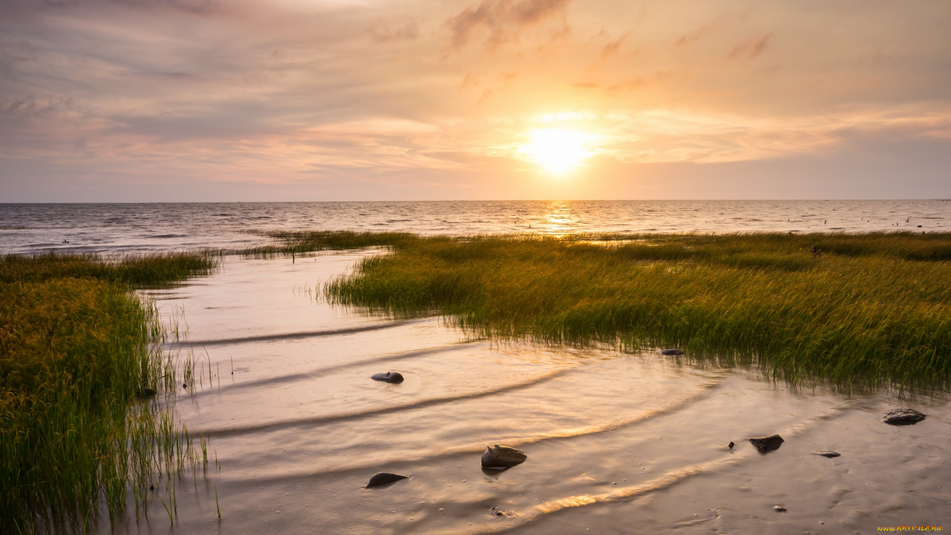 природа, восходы, закаты, озеро, небо, солнце, вода, облака