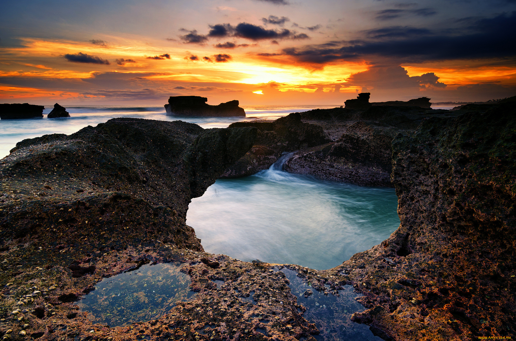 природа, побережье, океан, берег, скалы, волны