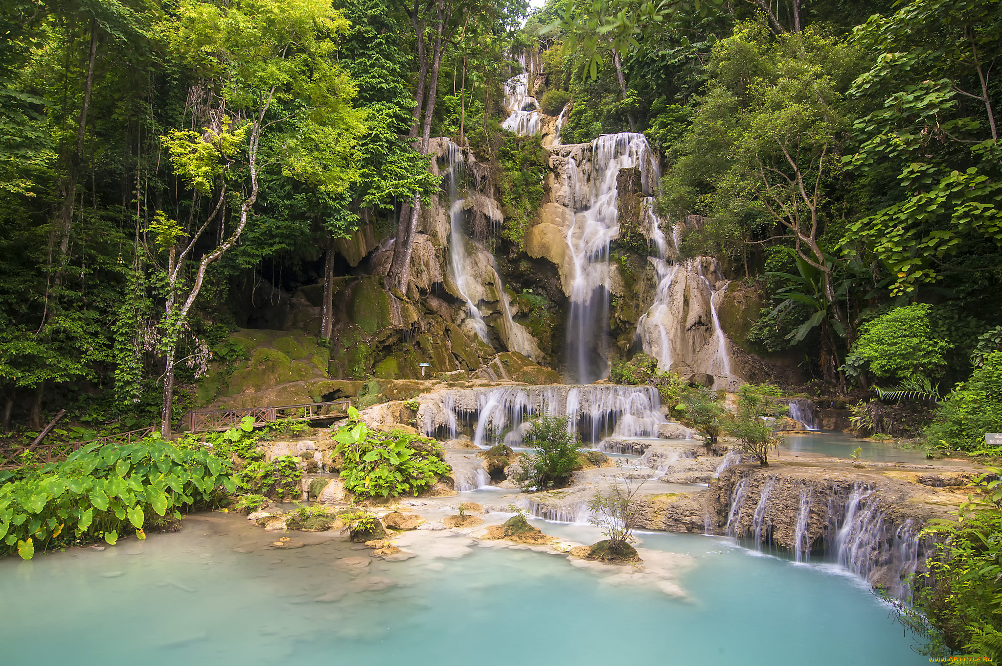 природа, водопады, водопад, река, лес