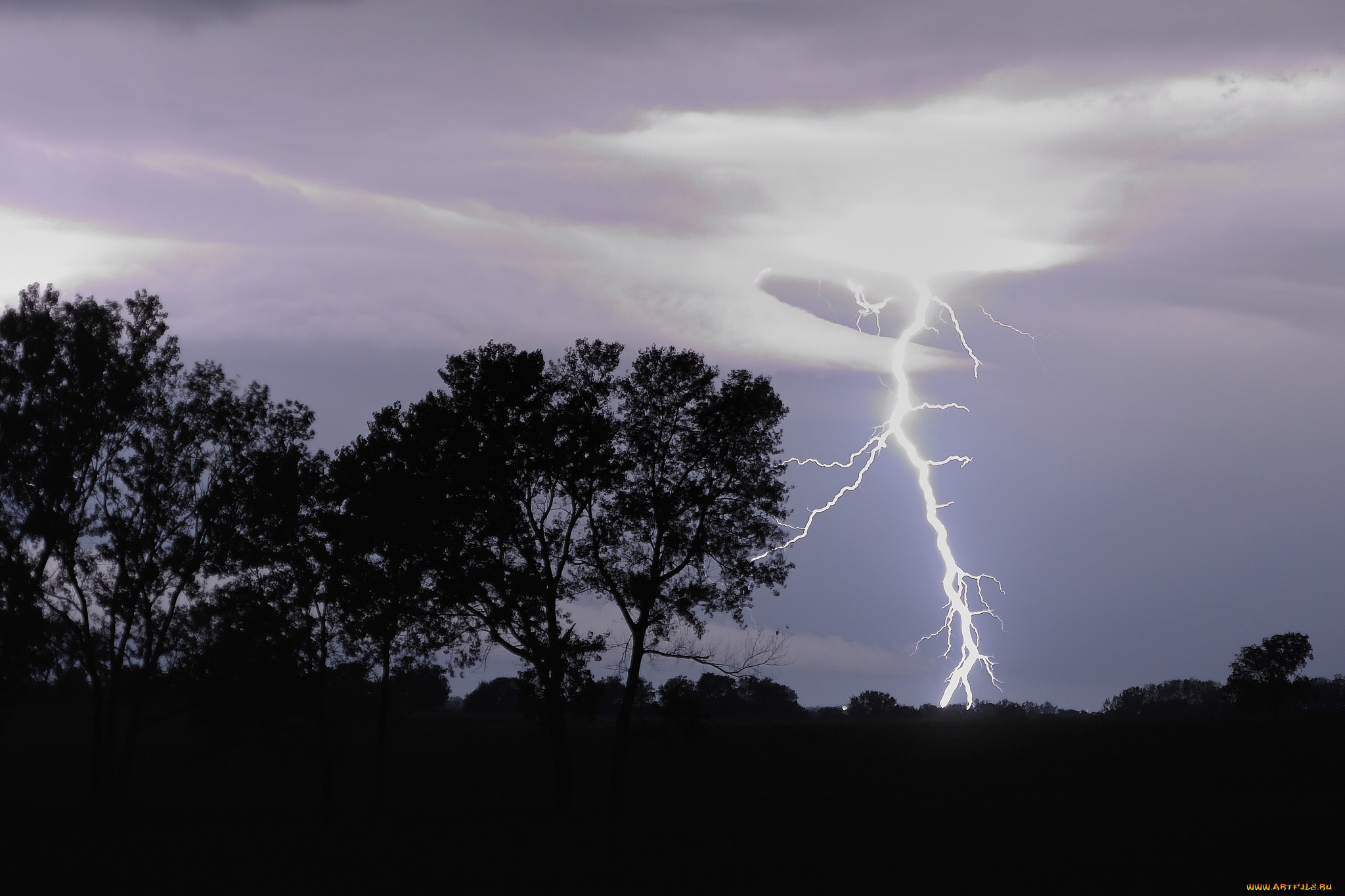 природа, молния, , гроза, небо, облака, тучи, вечер, разряд