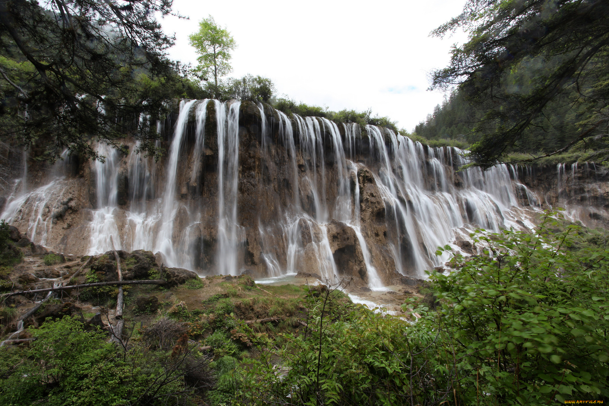 природа, водопады, водопад, река, лес