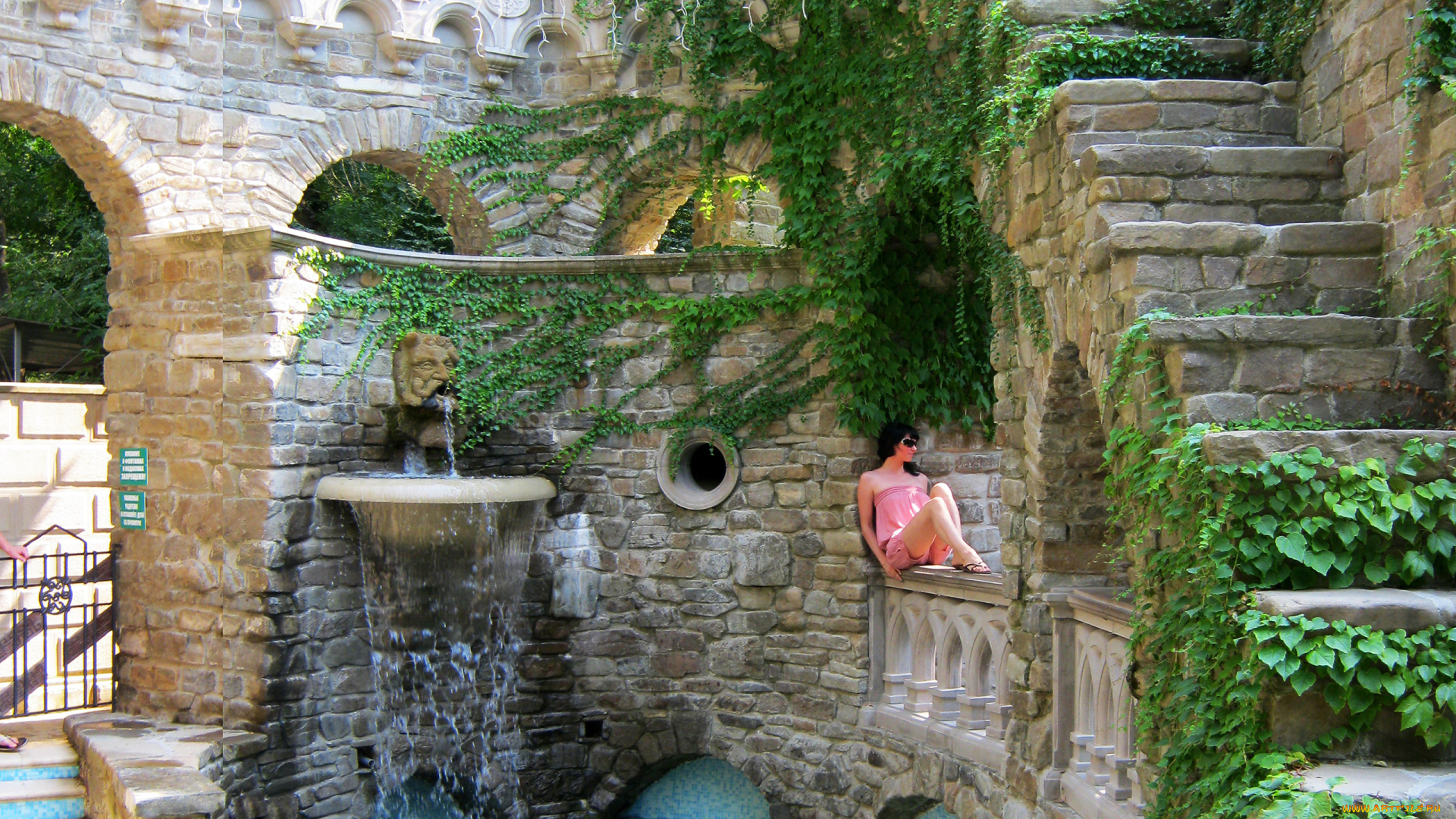 города, -, памятники, , скульптуры, , арт-объекты, римские, термы, камни, парк, старый, кабардинка, зелень, вода