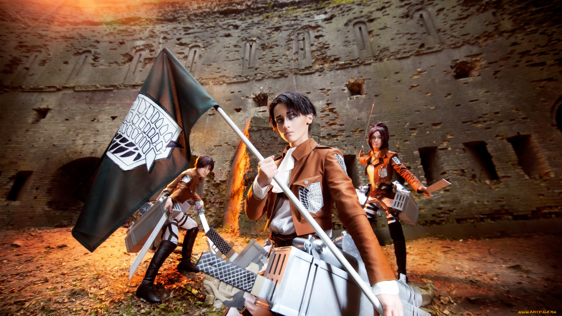 разное, cosplay, , косплей, атака, титанов, арт, микаса, леви