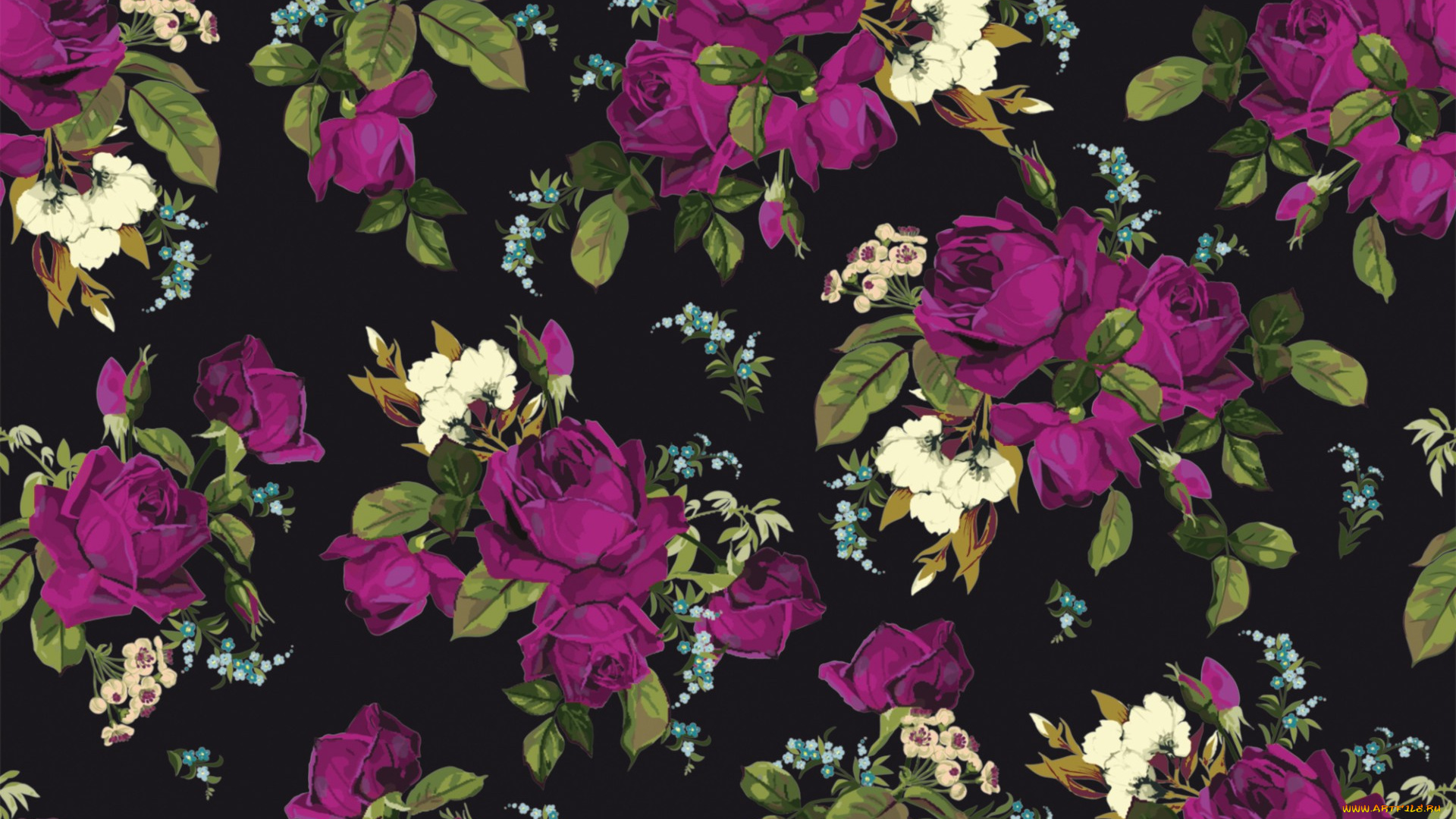 рисованное, цветы, rose, floral, pattern, розы, принт, текстура, фон