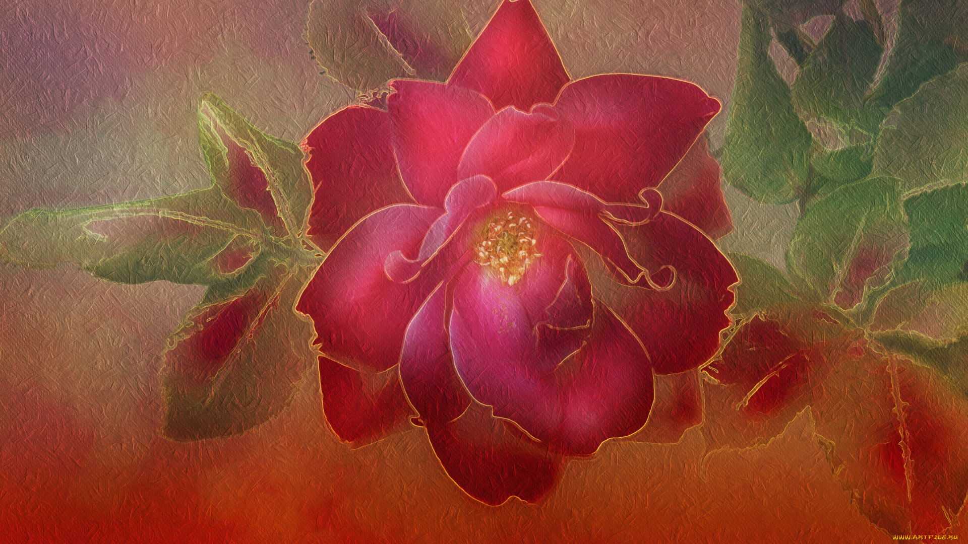 рисованное, цветы, роза, текстура, фон