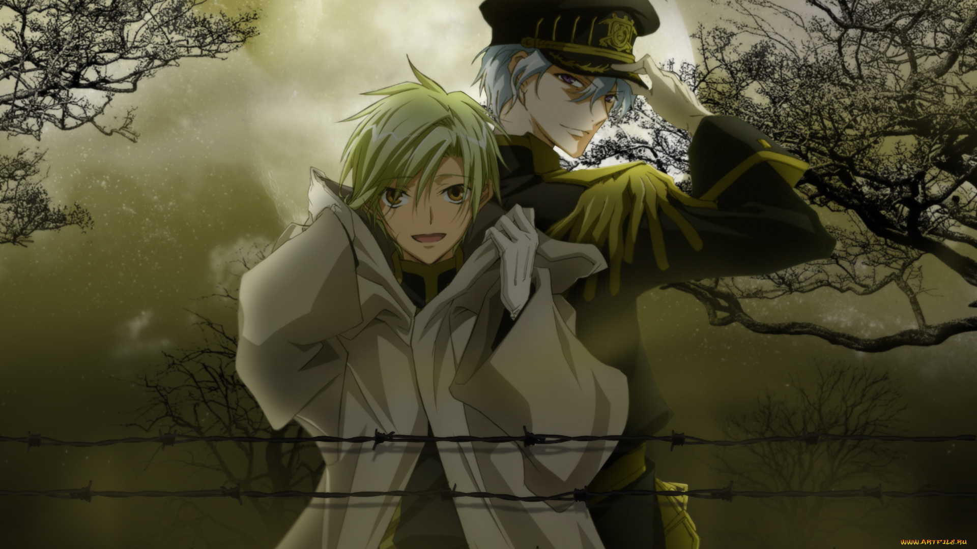 аниме, 07, ghost, парень, взгляд, фон