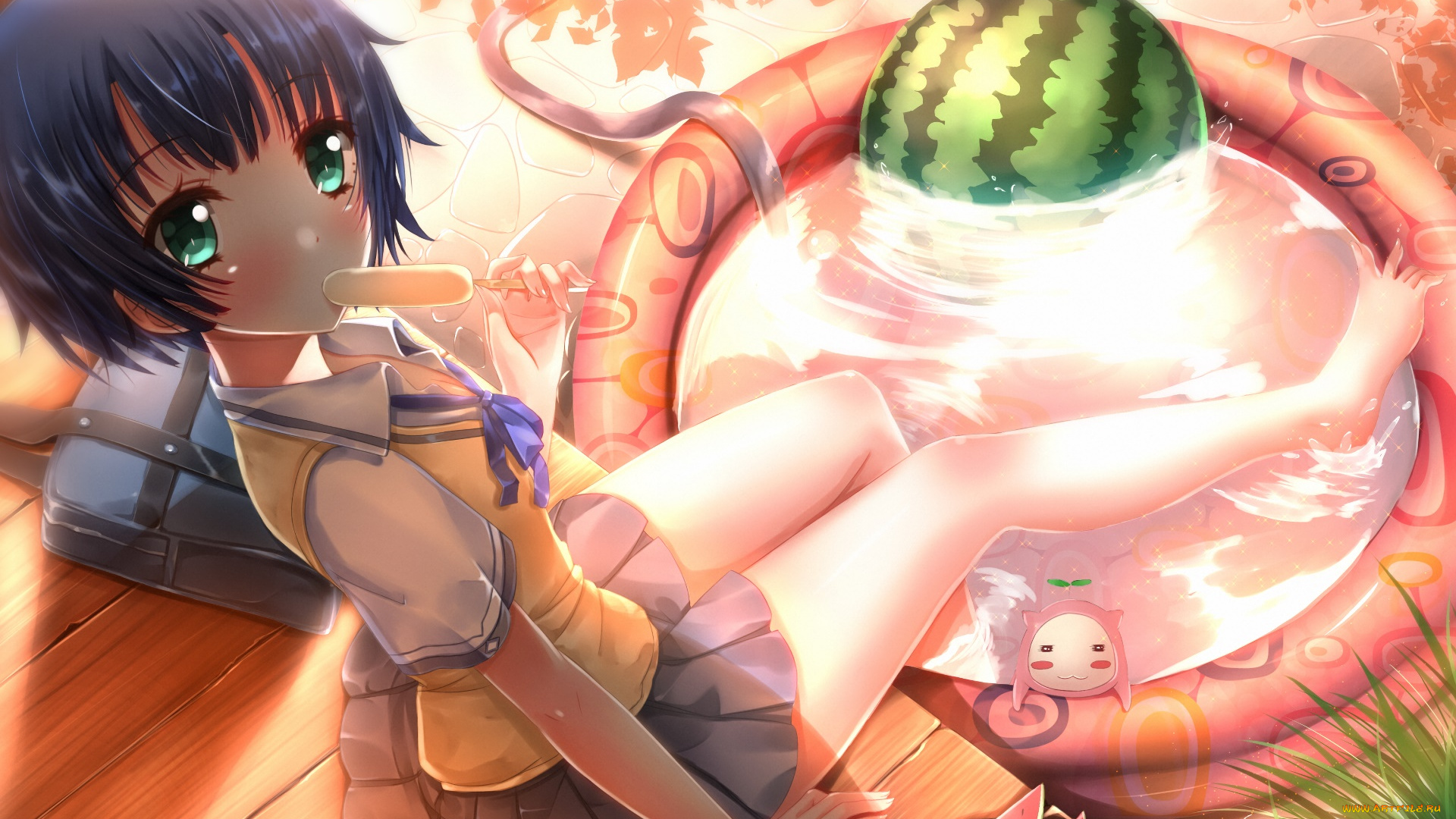 аниме, ano, natsu, de, matteru, девушка, взгляд, фон