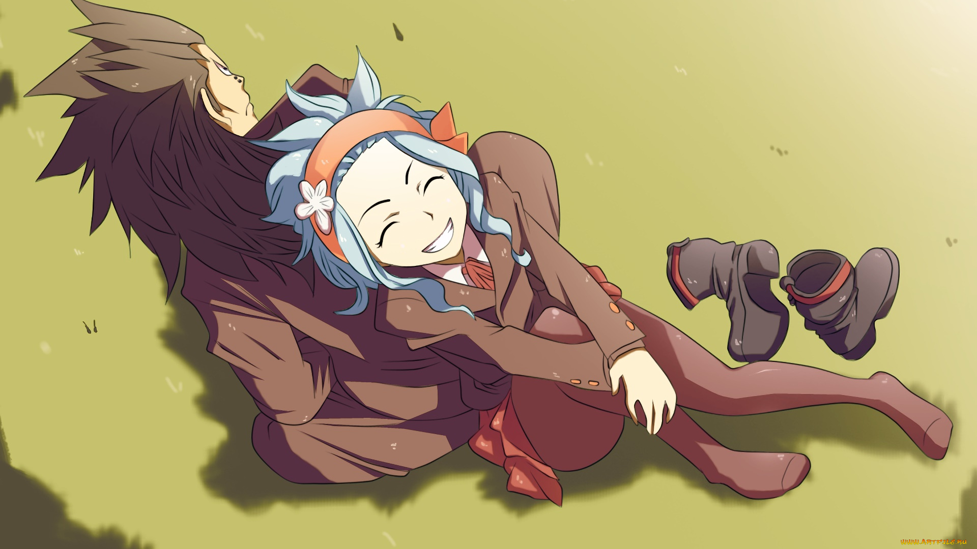 аниме, fairy, tail, цветы, робот