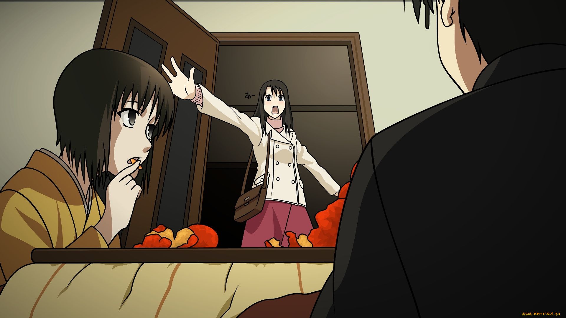 аниме, kara, no, kyokai, фон, взгляд, девушка