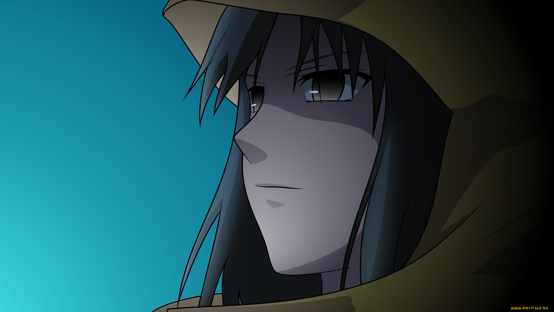 аниме, kara, no, kyokai, взгляд, девушка, фон