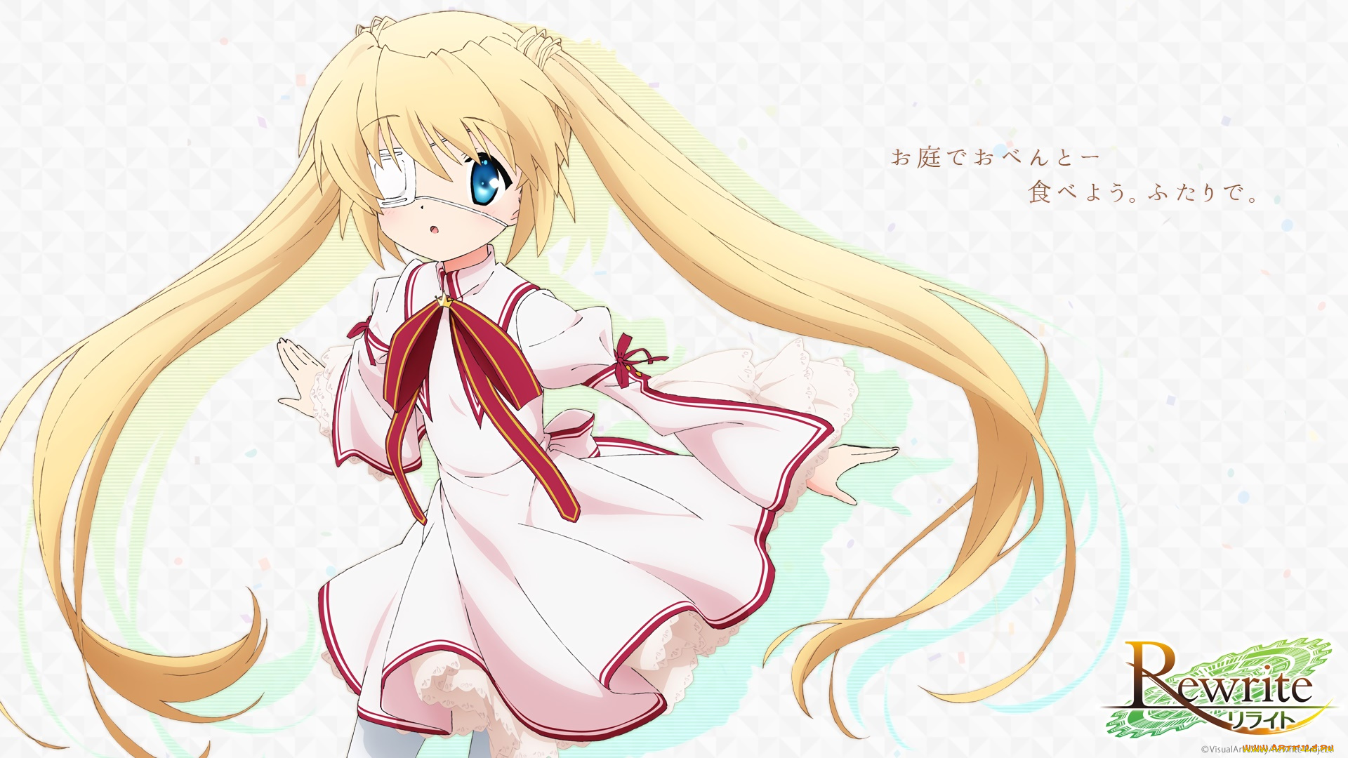 аниме, rewrite, девушка, взгляд, фон