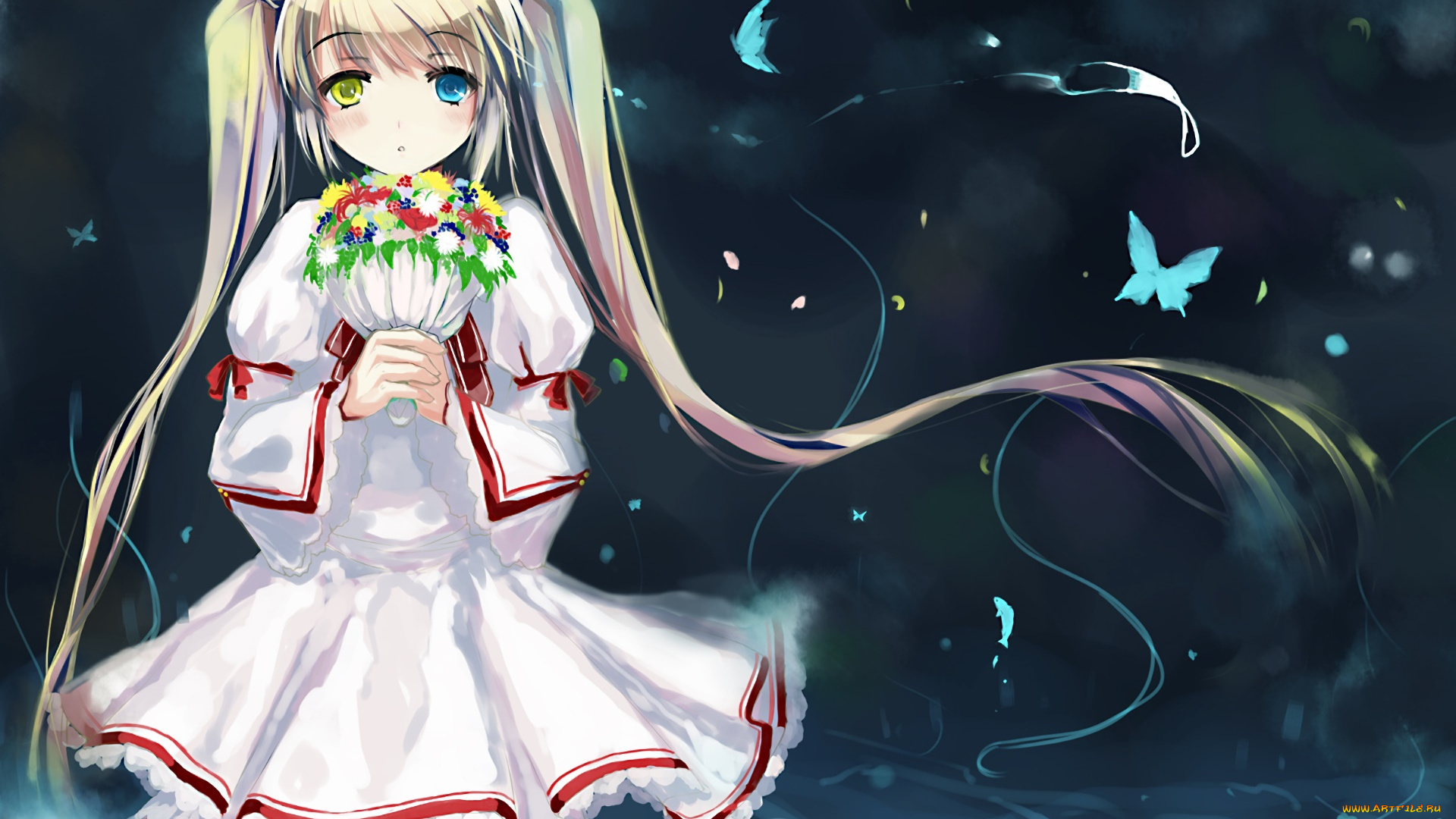 аниме, rewrite, фон, взгляд, девушка